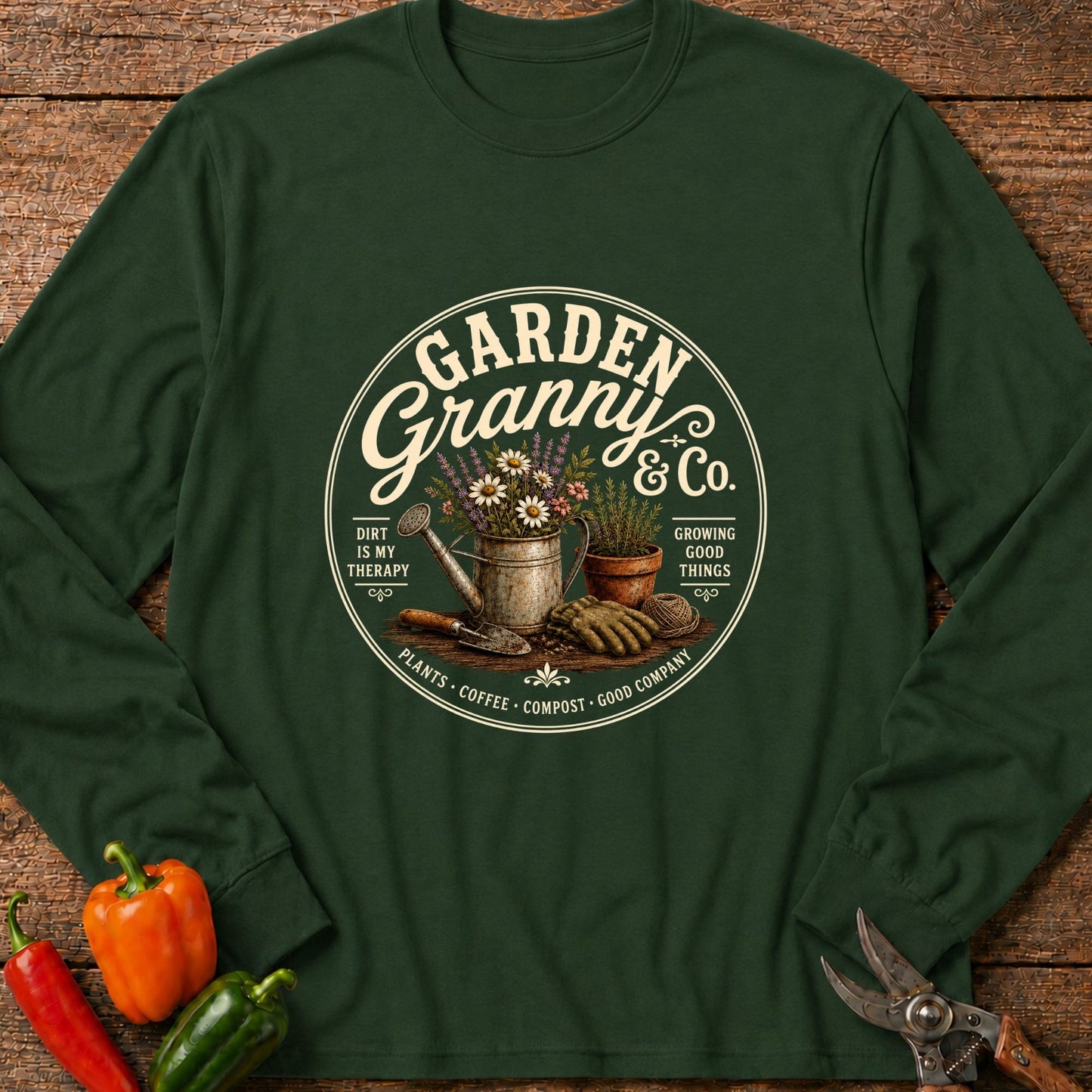Printify Long Sleeve Forest Green / S Garden Granny Long Sleeve