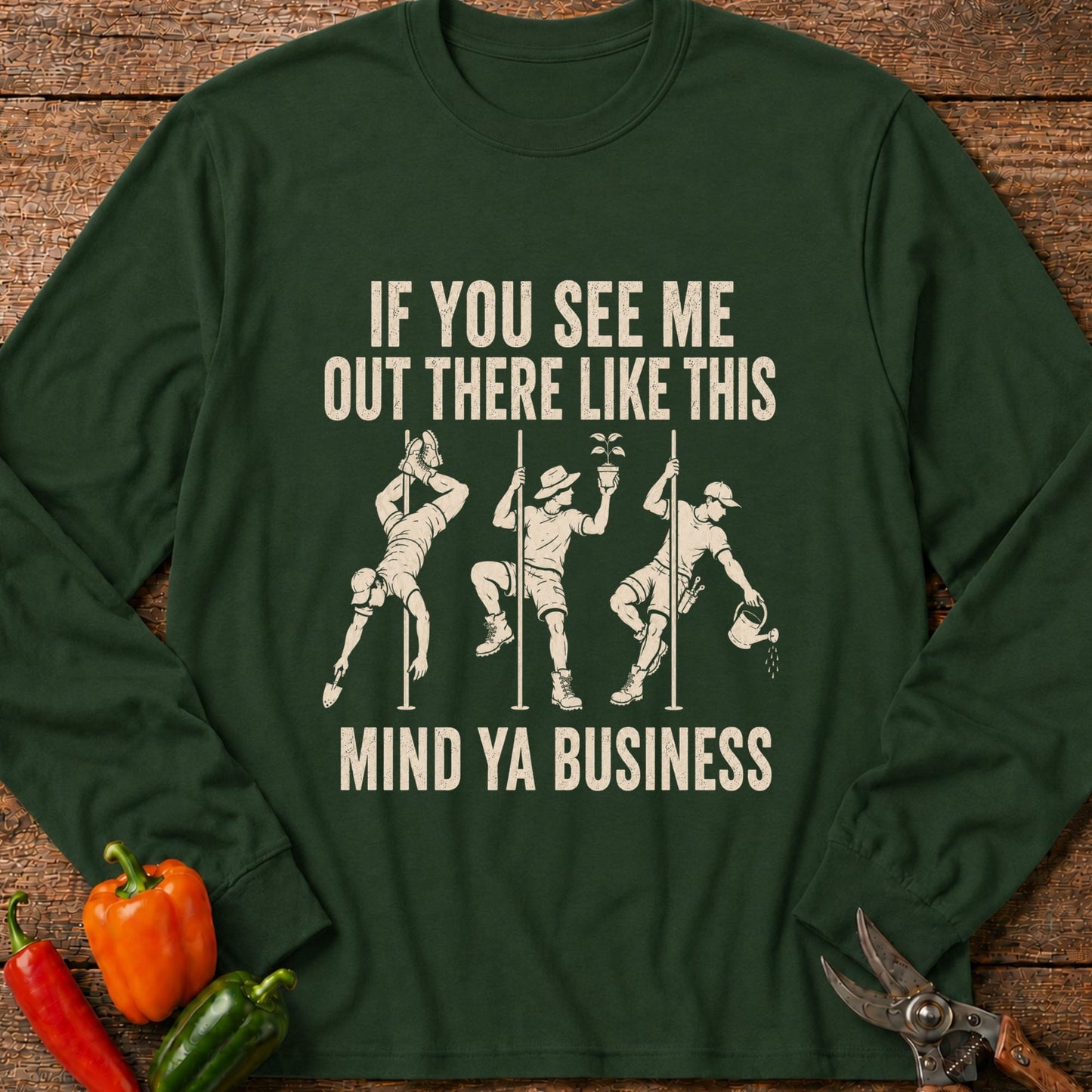Printify Long Sleeve Forest Green / S Gardening is Expensive (Male) Long Sleeve