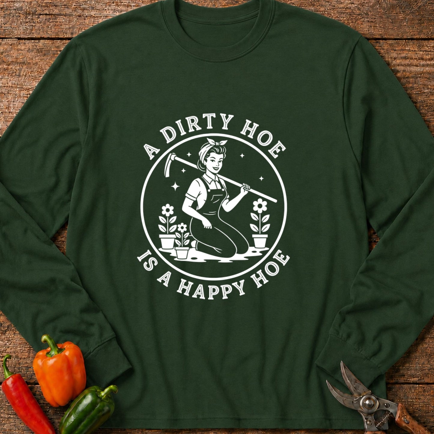 Printify Long Sleeve Forest Green / S Happy Hoe Long Sleeve