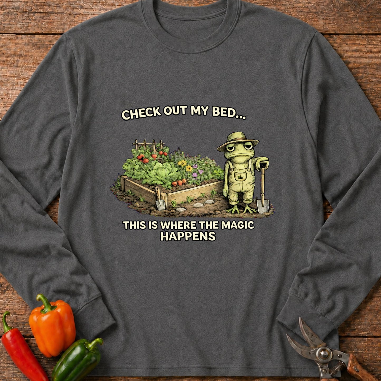 Printify Long Sleeve Graphite Heather / S Check Out My Bed Long Sleeve