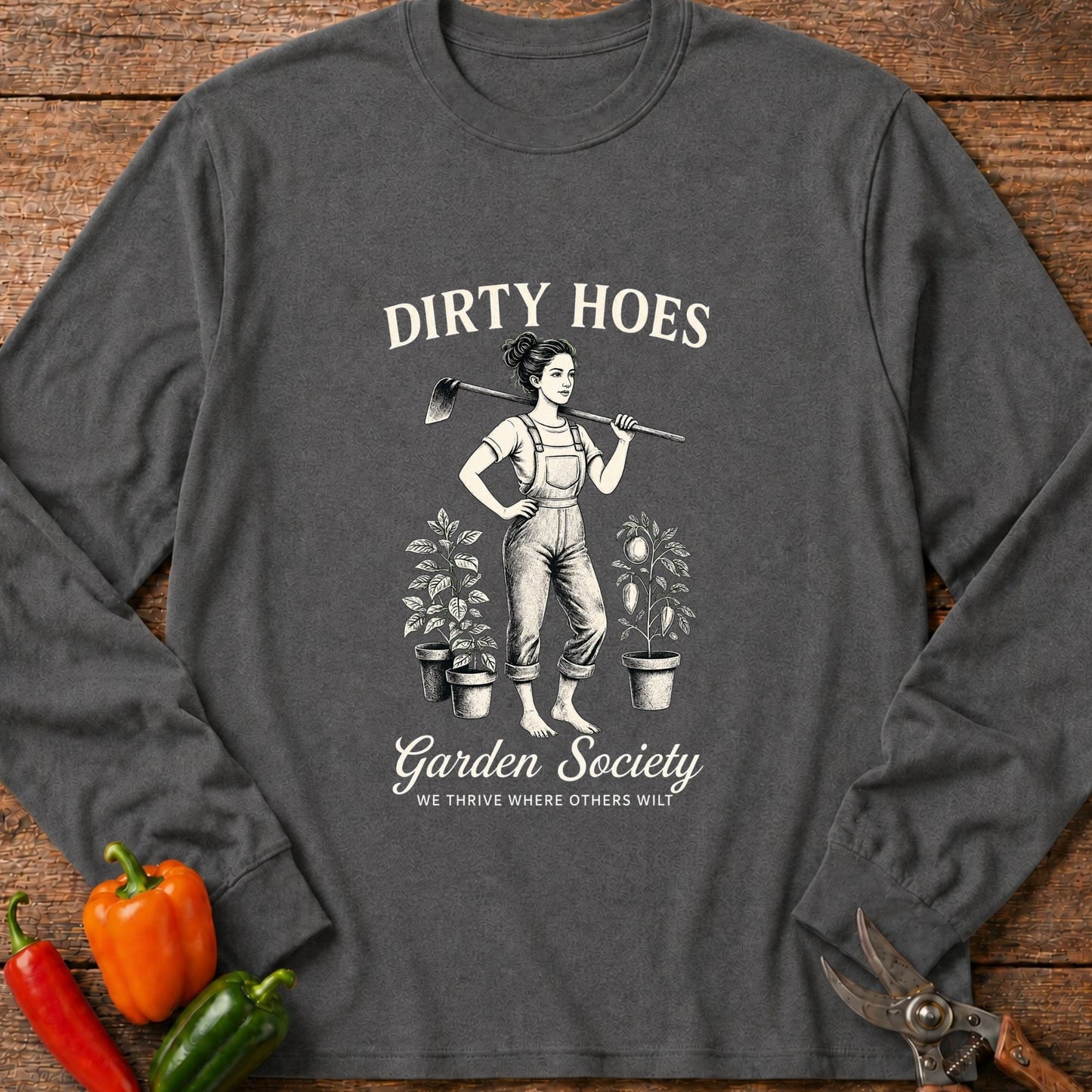 Printify Long Sleeve Graphite Heather / S Dirty Hoes Long Sleeve