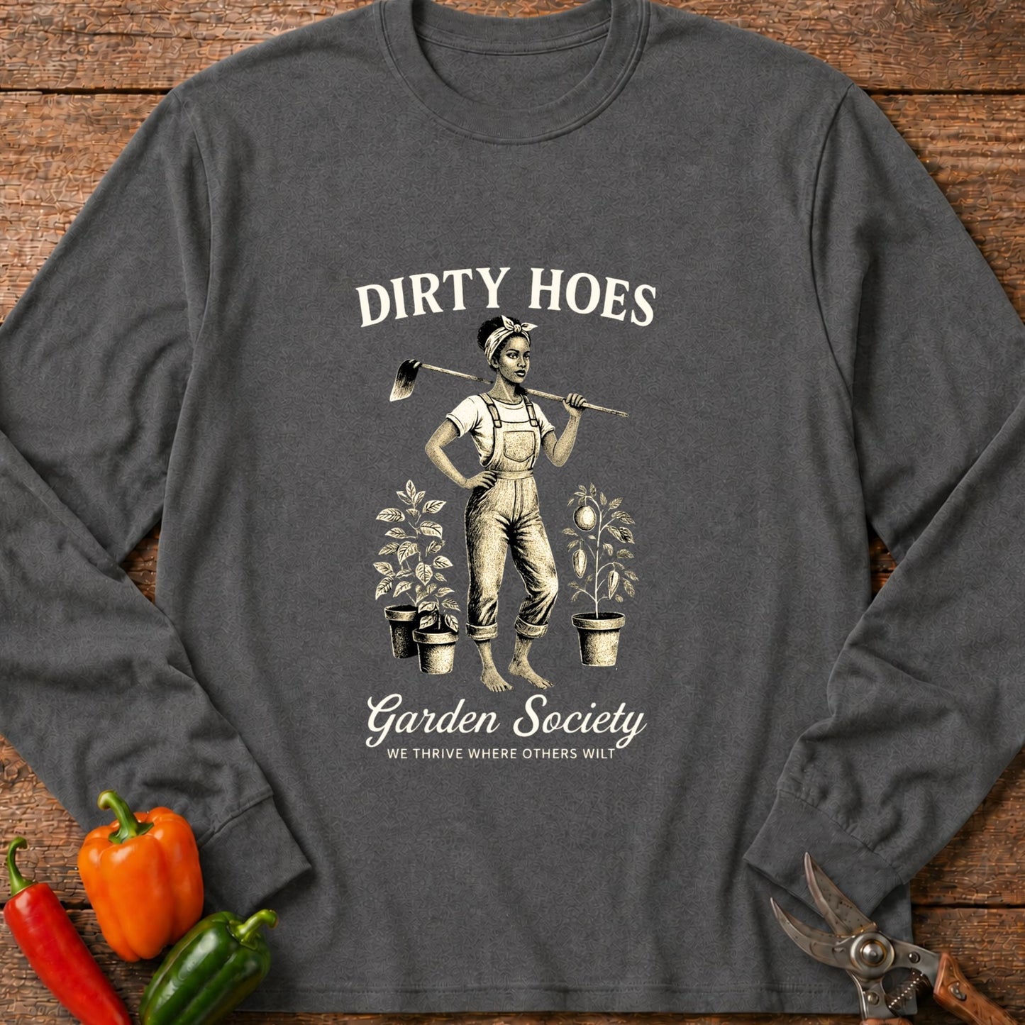 Printify Long Sleeve Graphite Heather / S Dirty Hoes Melanin Edition Long Sleeve