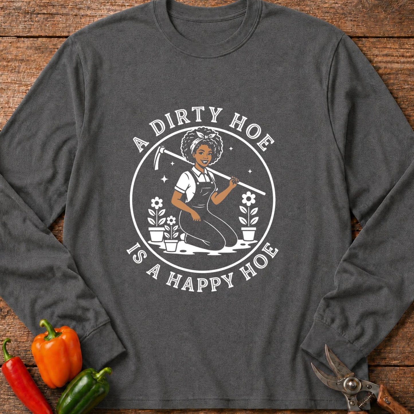 Printify Long Sleeve Graphite Heather / S Happy Hoe Melanin Edition Long Sleeve