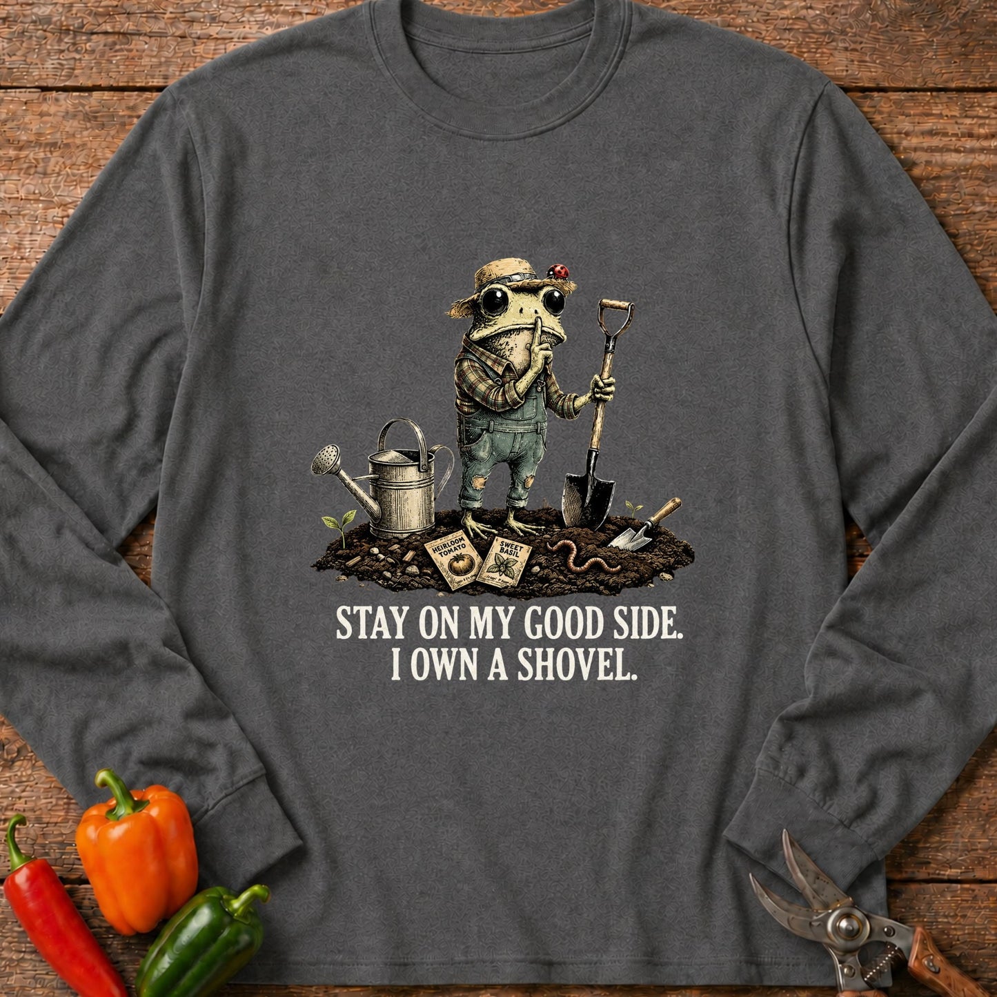 Printify Long Sleeve Graphite Heather / S I Own A Shovel Long Sleeve