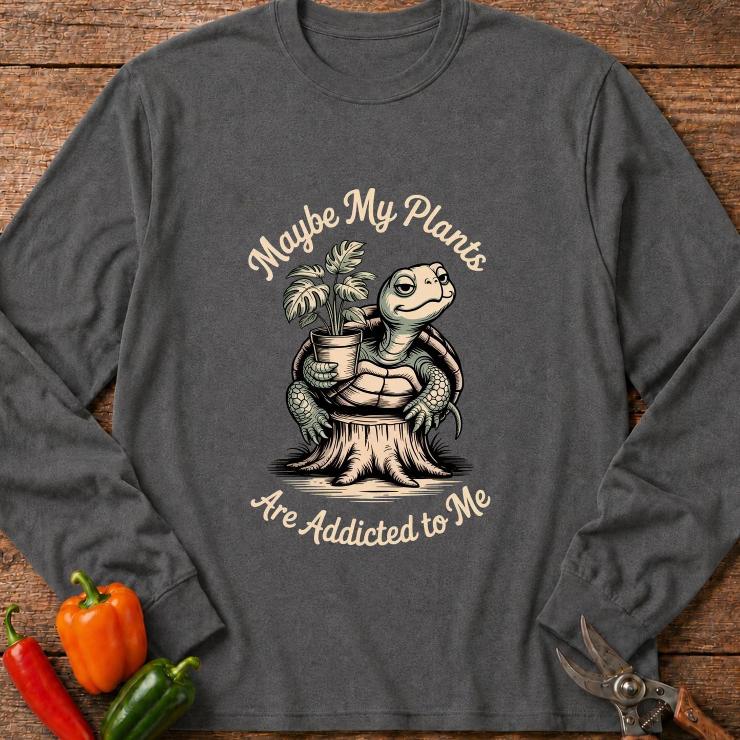 Printify Long Sleeve Graphite Heather / S Maybe My Plant Long Sleeve