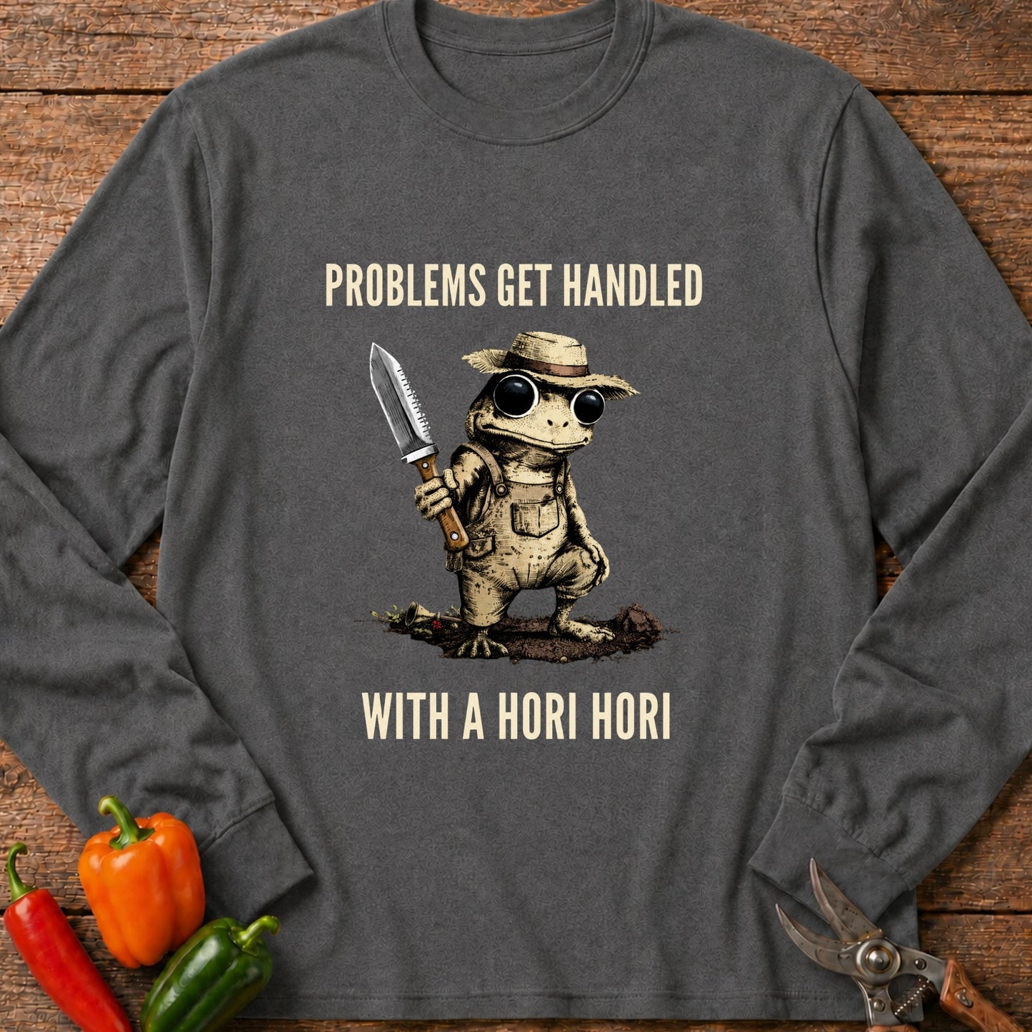 Printify Long Sleeve Graphite Heather / S Problems Get Handled Long Sleeve