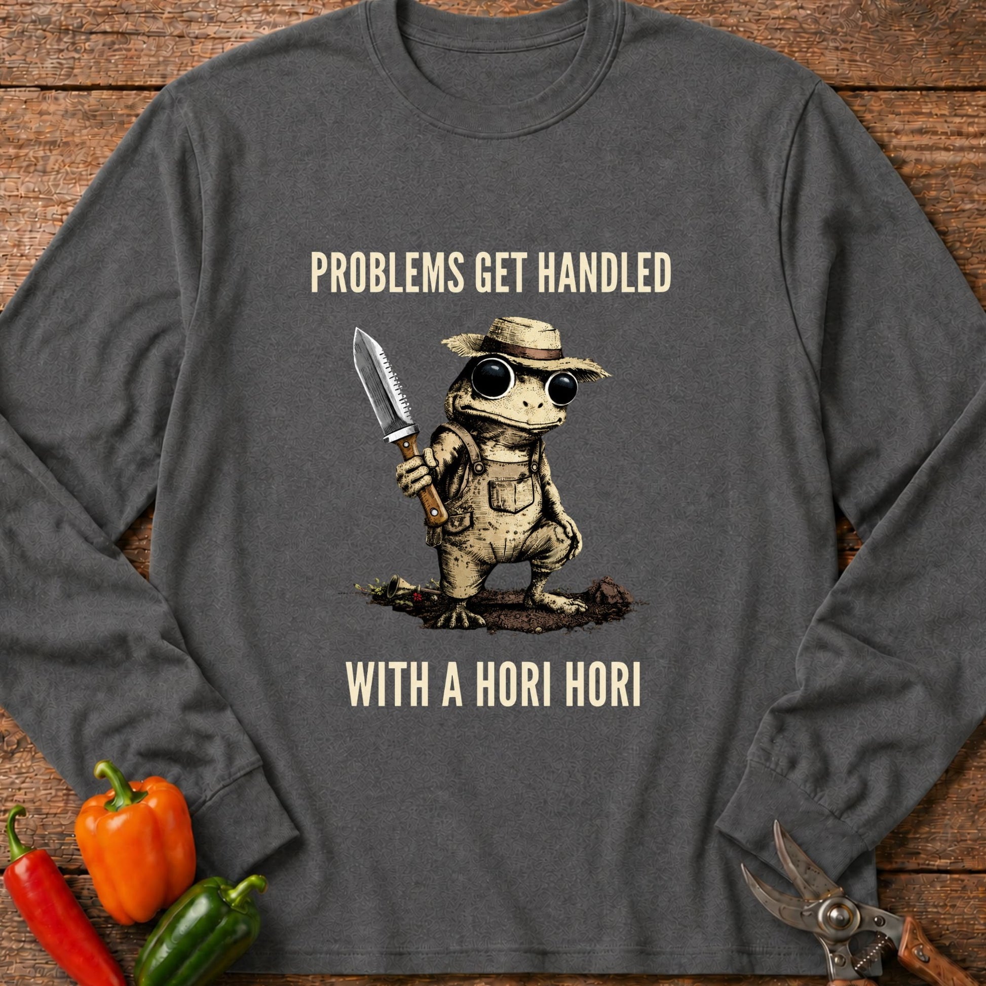 Printify Long Sleeve Graphite Heather / S Problems Get Handled Long Sleeve