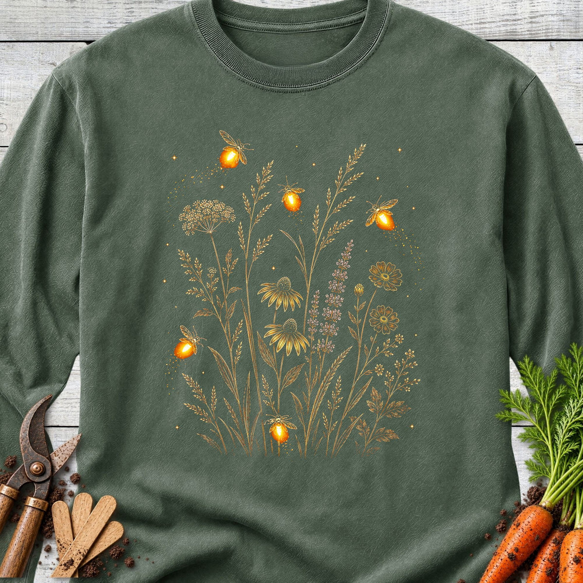 Printify Long Sleeve Hemp / S Firefly Garden Long Sleeve