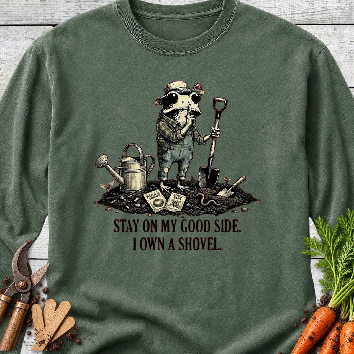 Printify Long Sleeve Hemp / S I Own A Shovel Long Sleeve