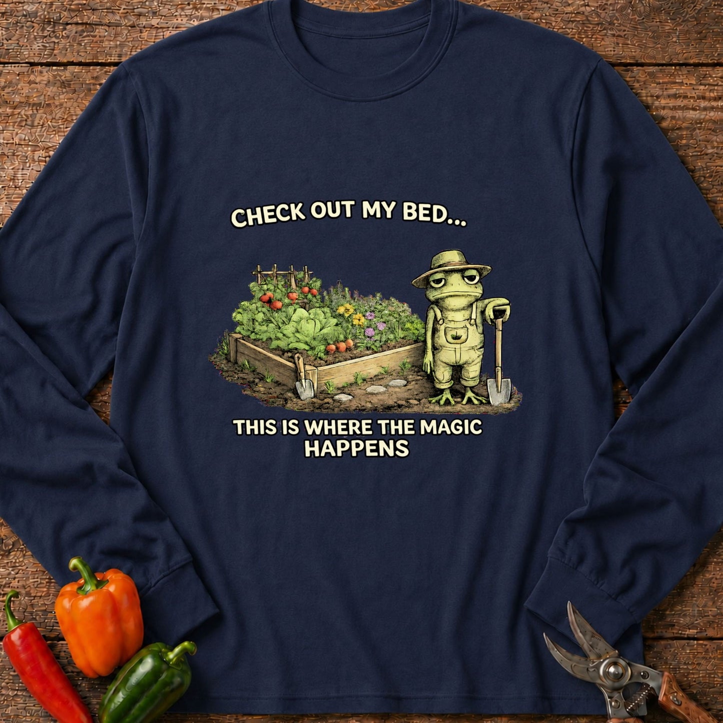 Printify Long Sleeve Navy / S Check Out My Bed Long Sleeve