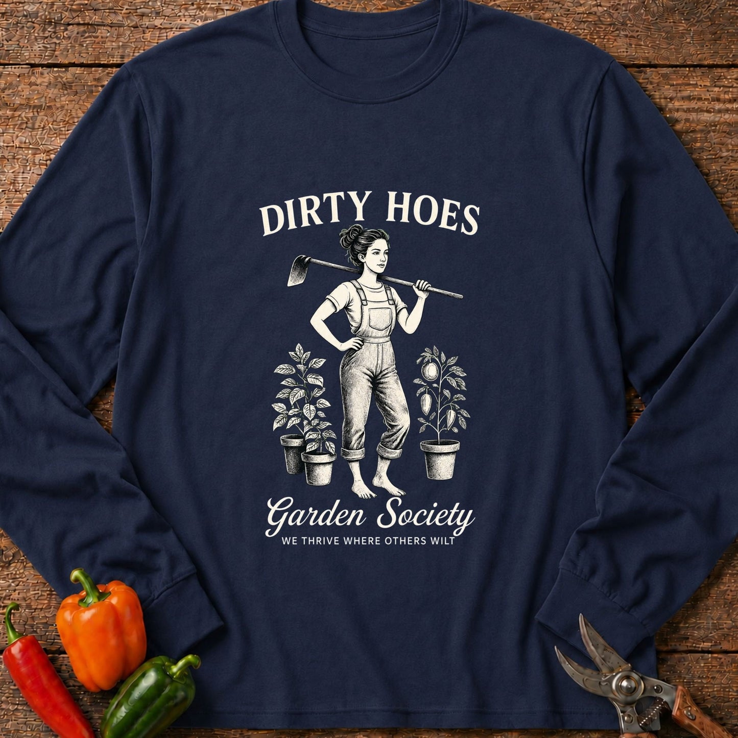 Printify Long Sleeve Navy / S Dirty Hoes Long Sleeve