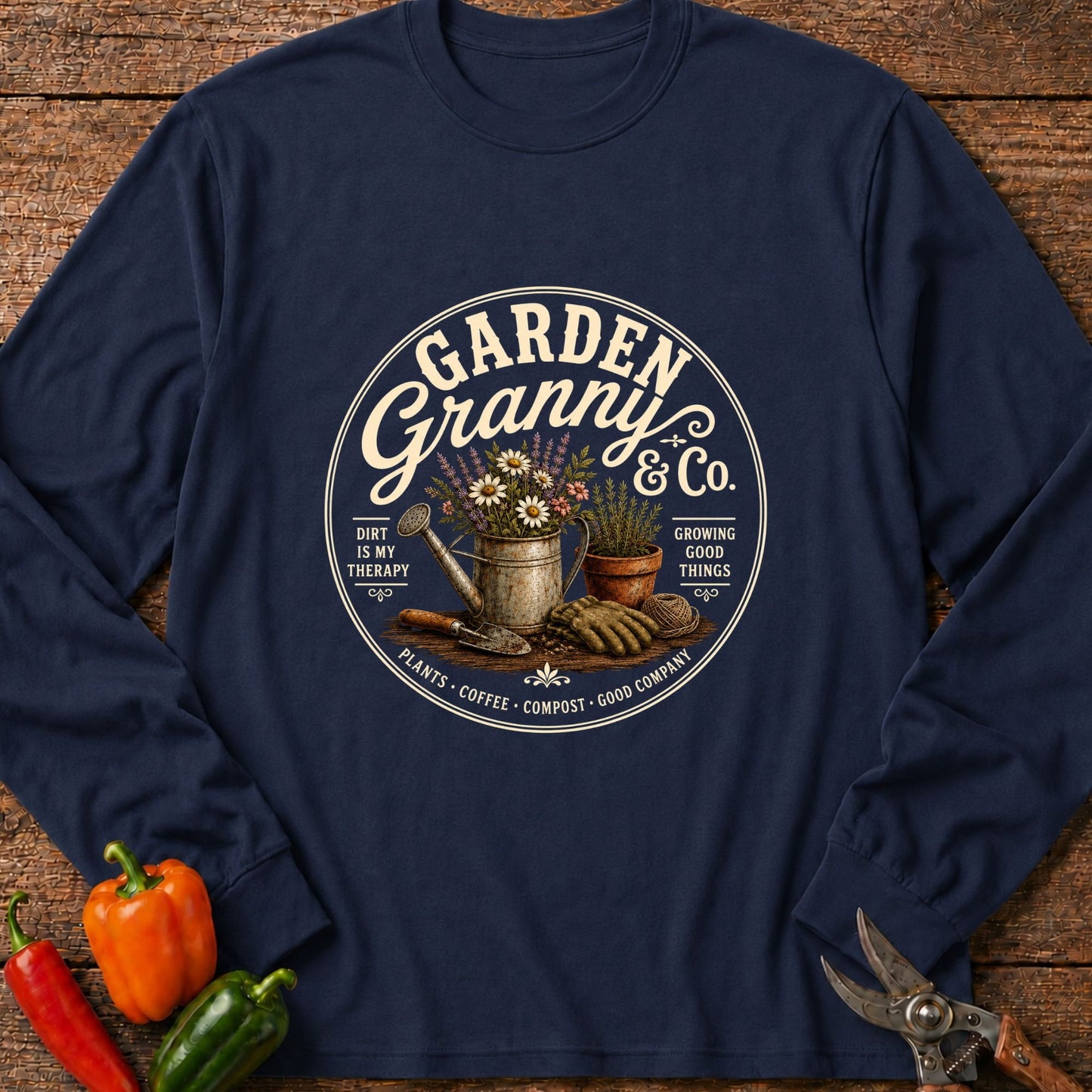 Printify Long Sleeve Navy / S Garden Granny Long Sleeve