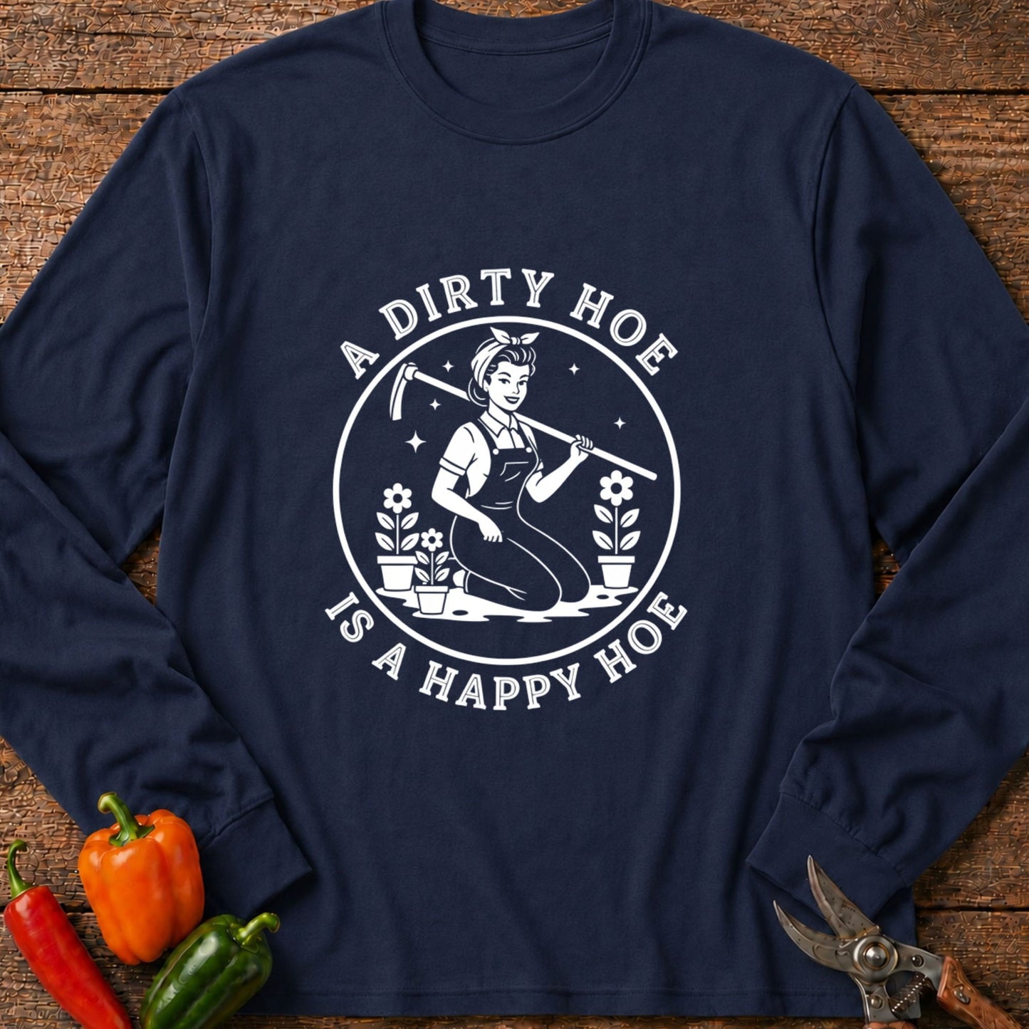 Printify Long Sleeve Navy / S Happy Hoe Long Sleeve
