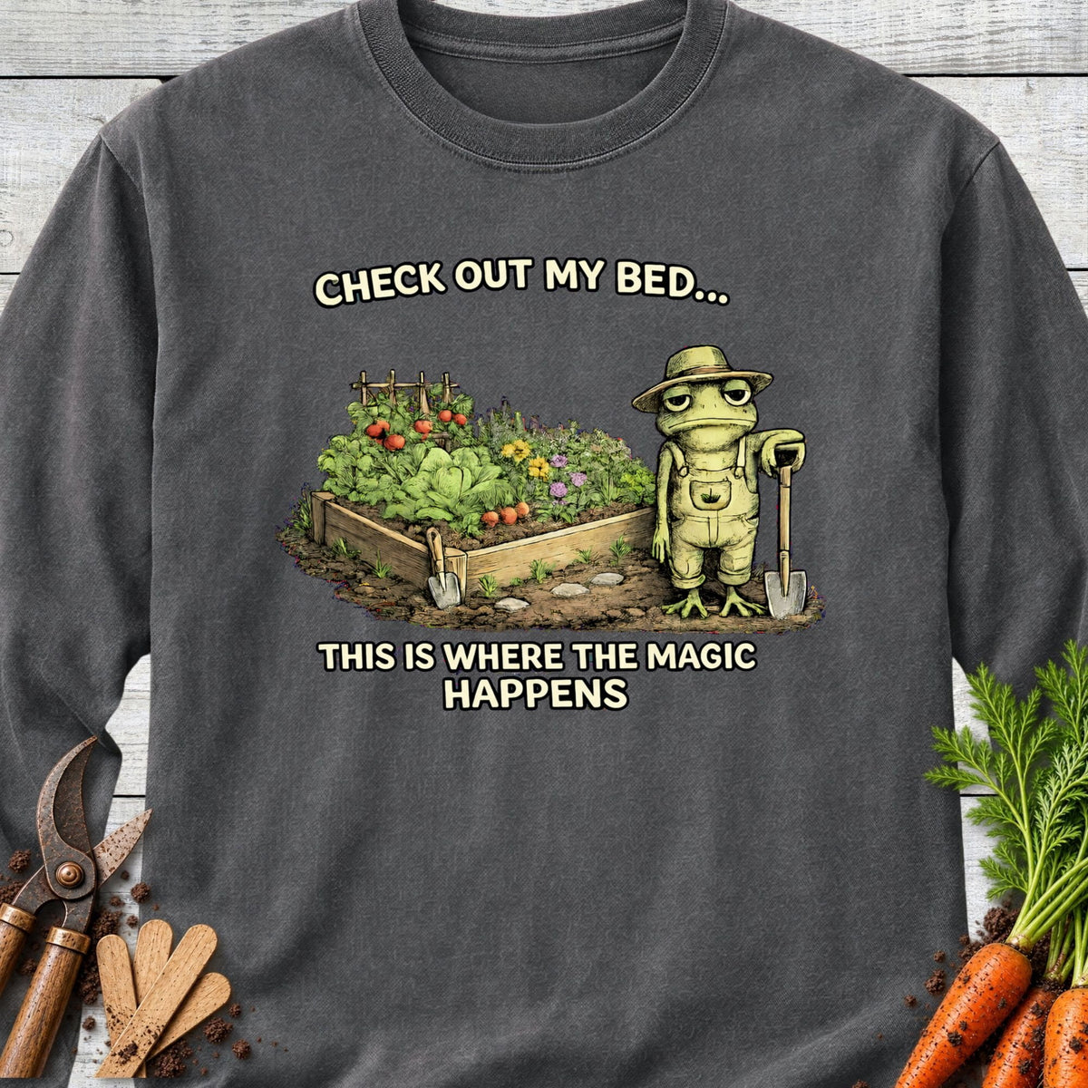 Printify Long Sleeve Pepper / S Check Out My Bed Long Sleeve