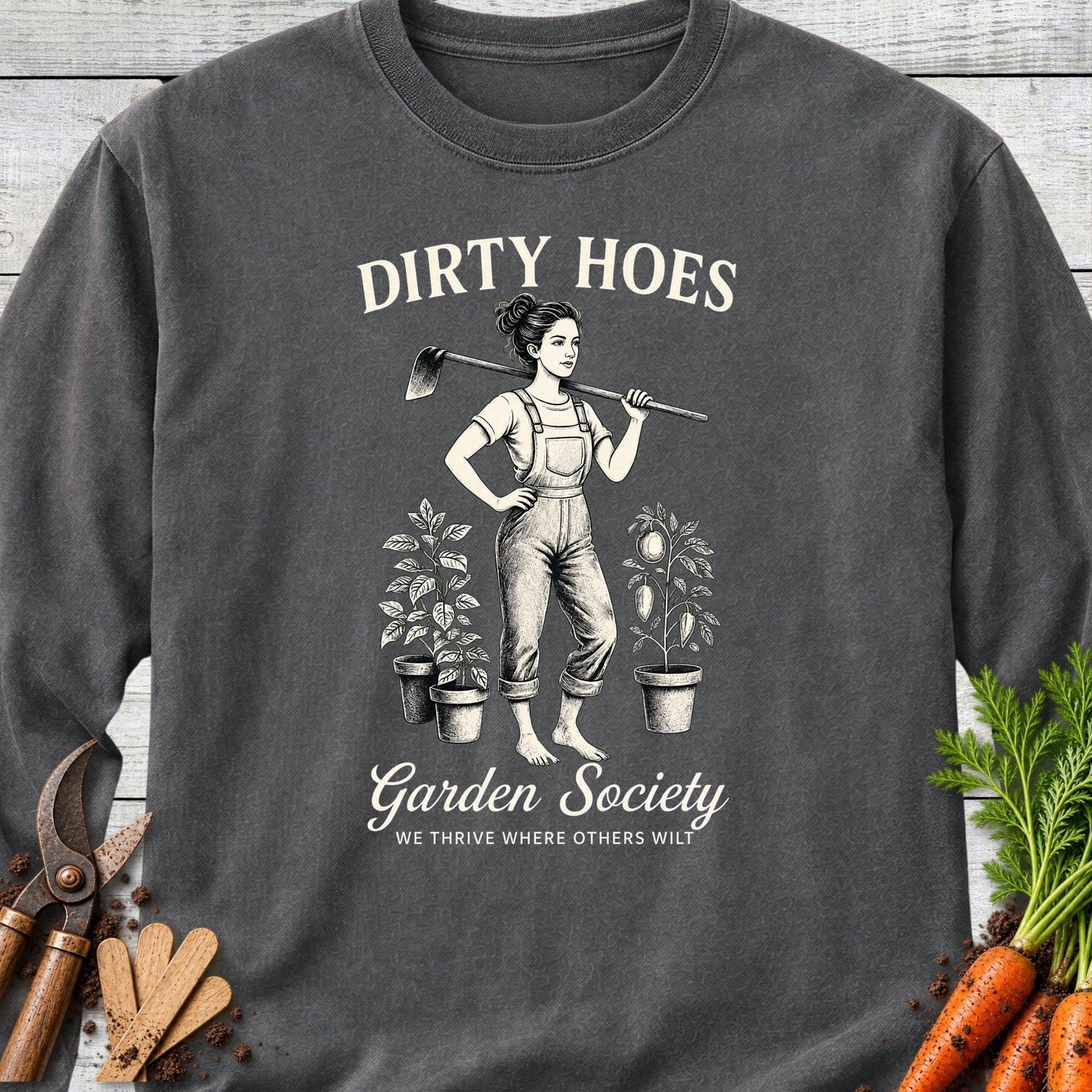 Printify Long Sleeve Pepper / S Dirty Hoes Long Sleeve
