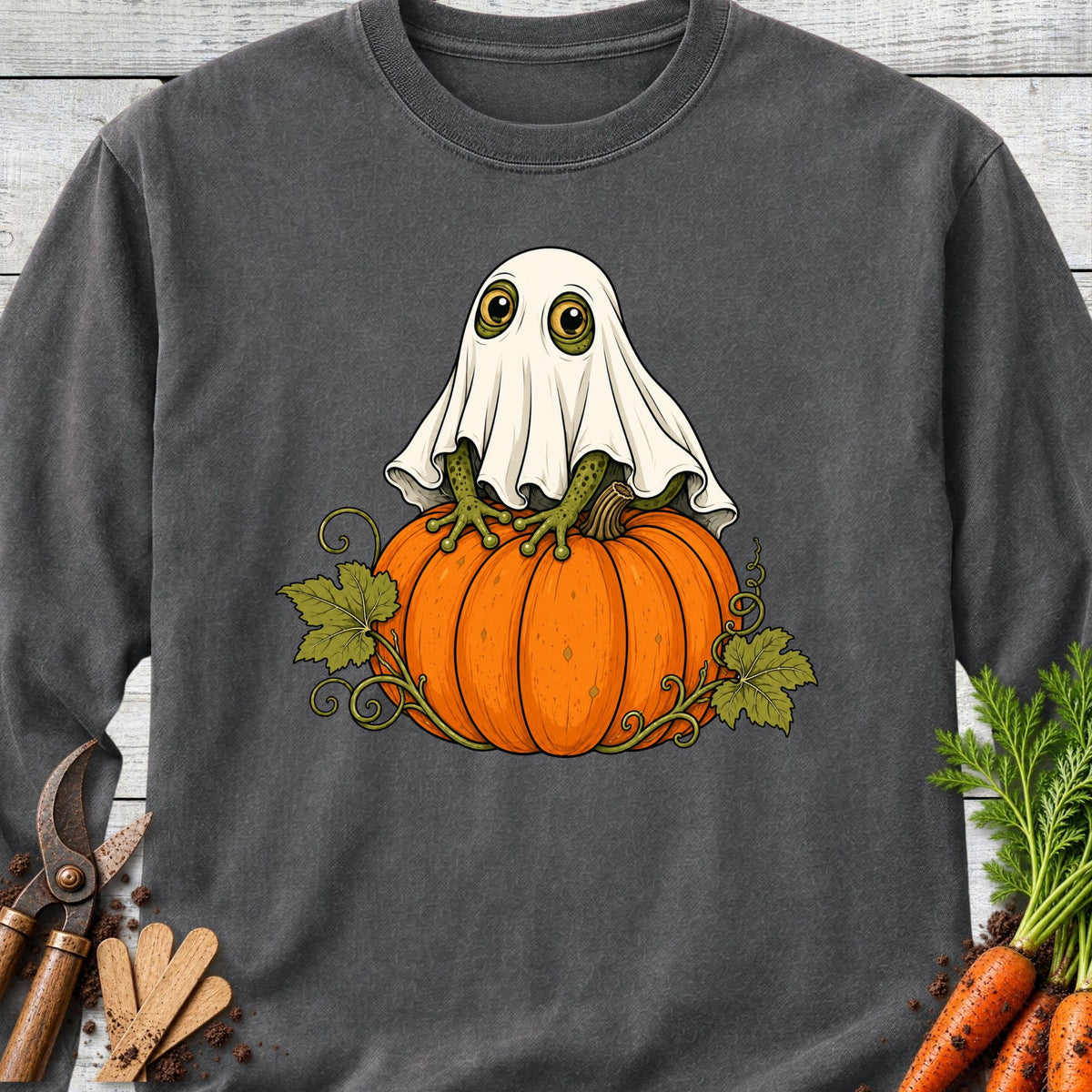 Printify Long Sleeve Pepper / S Garden Ghost Long Sleeve