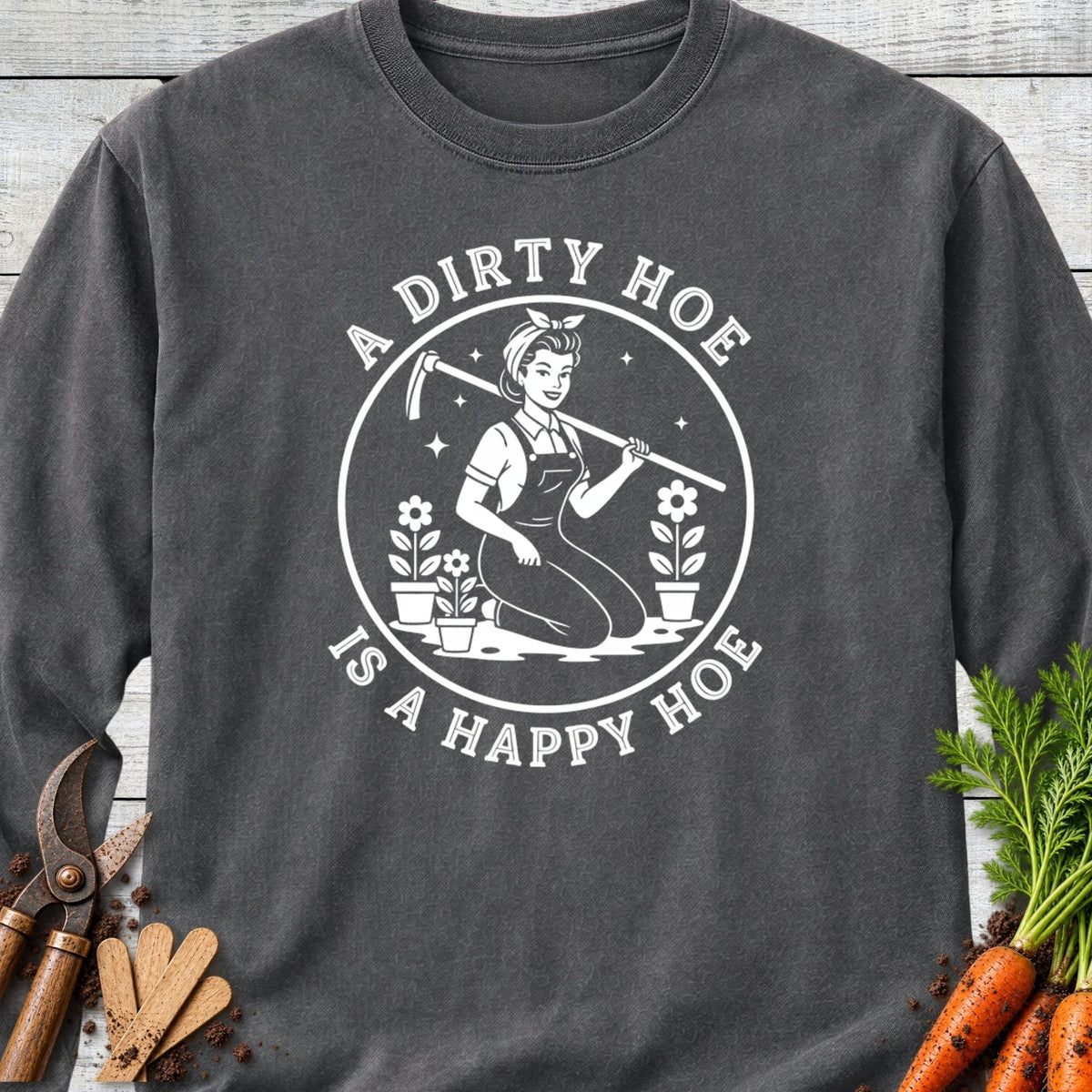 Printify Long Sleeve Pepper / S Happy Hoe Long Sleeve