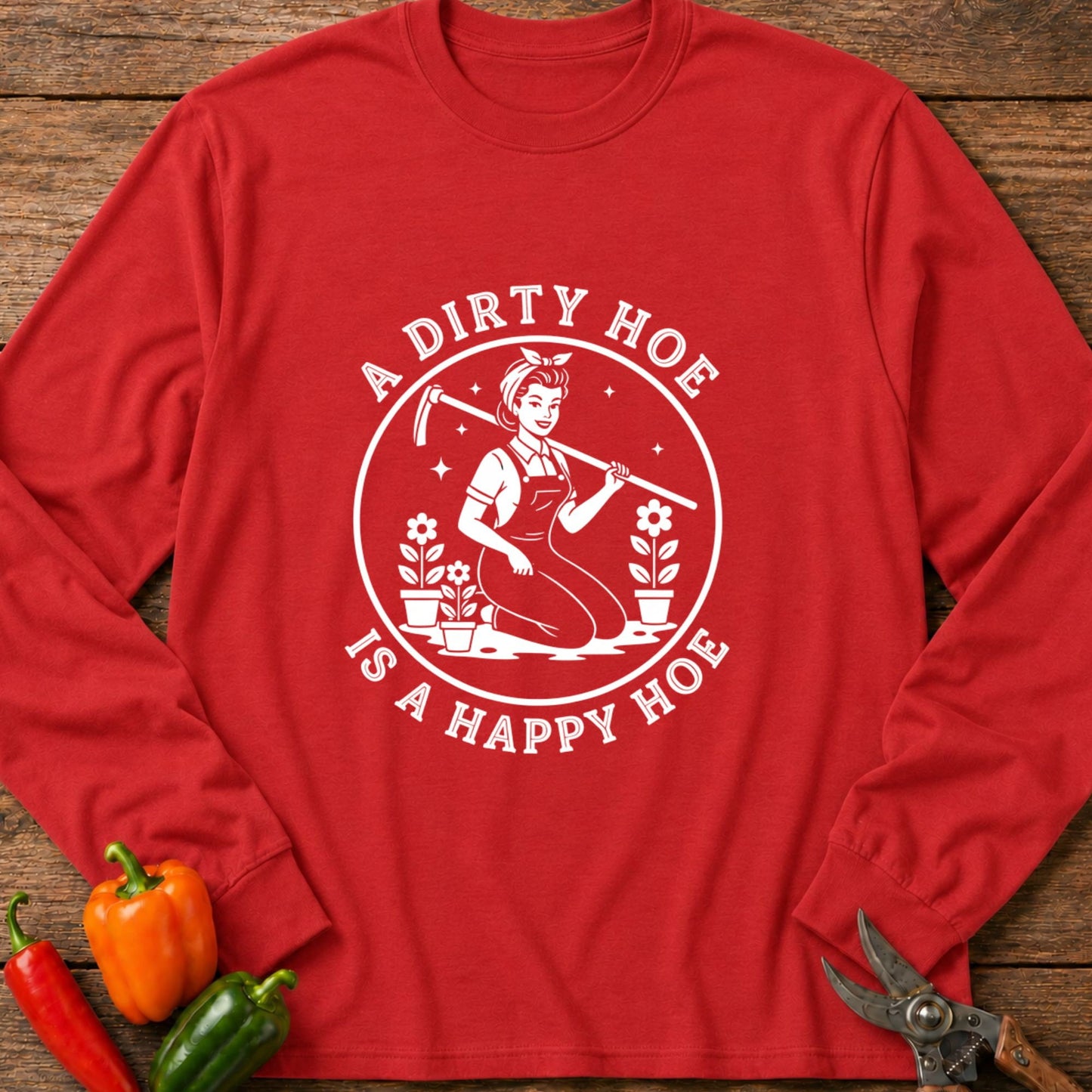 Printify Long Sleeve Red / S Happy Hoe Long Sleeve