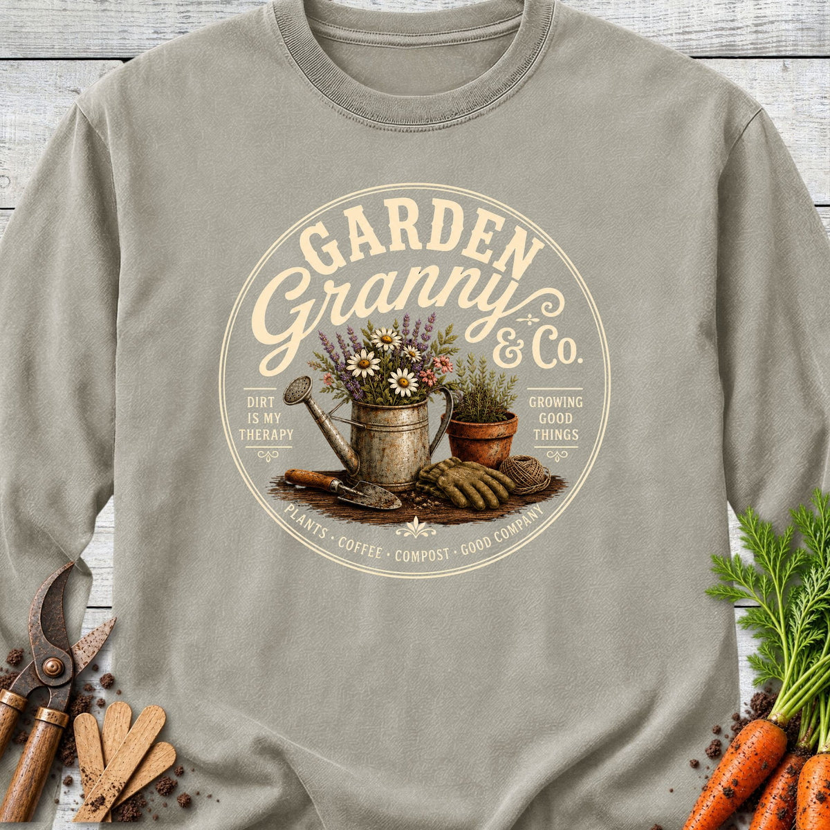 Printify Long Sleeve Sandstone / S Garden Granny Long Sleeve
