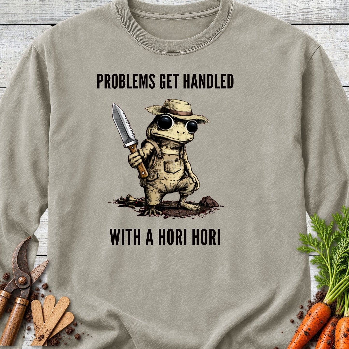 Printify Long Sleeve Sandstone / S Problems Get Handled Long Sleeve