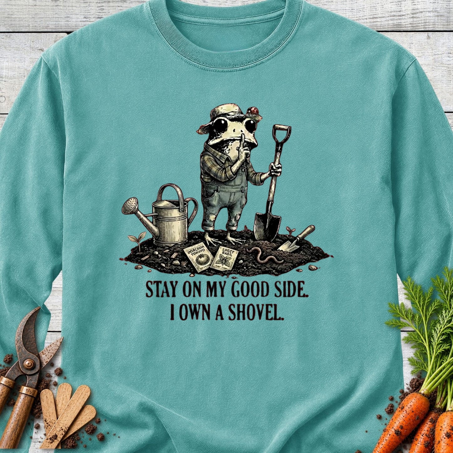 Printify Long Sleeve Seafoam / S I Own A Shovel Long Sleeve
