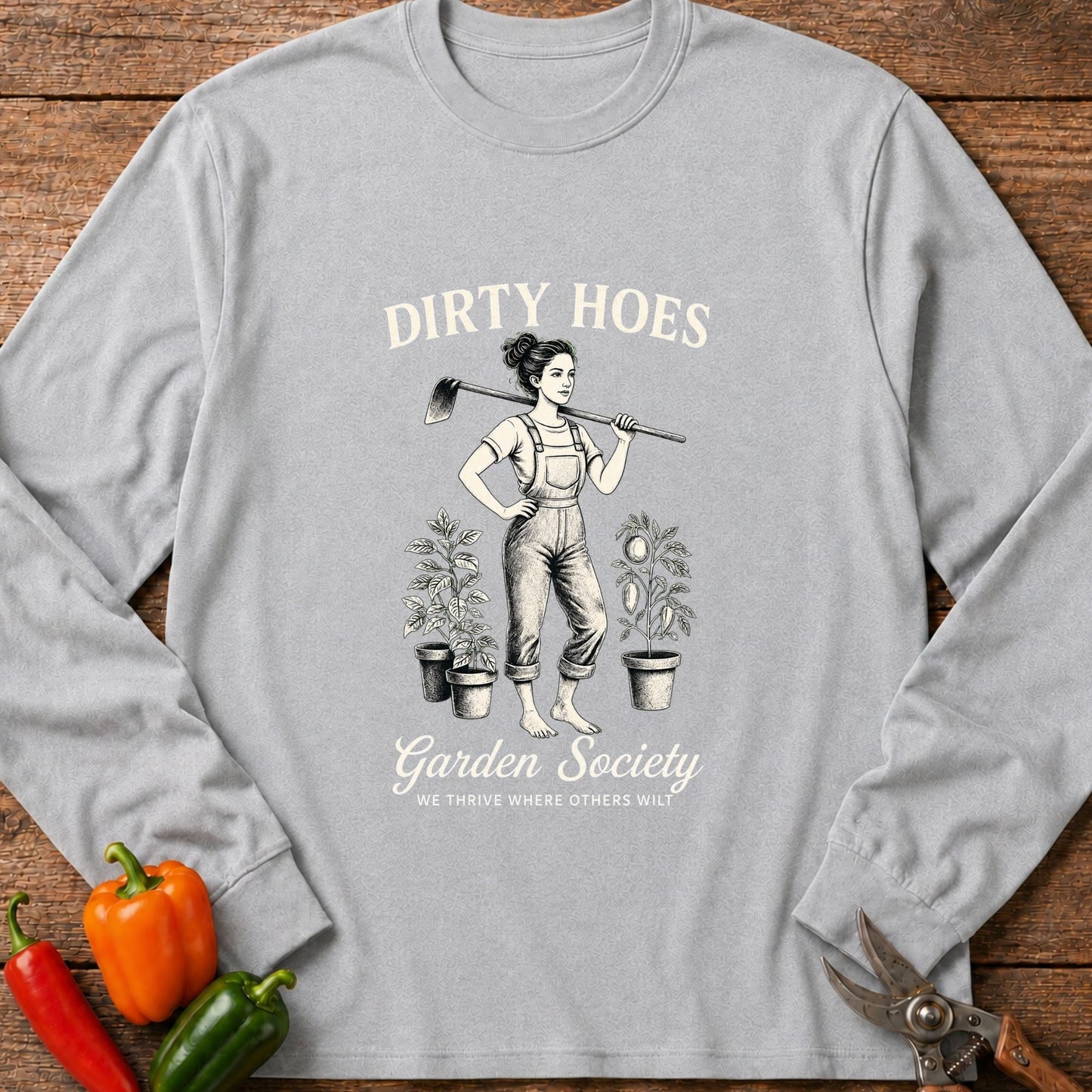 Printify Long Sleeve Sport Grey / S Dirty Hoes Long Sleeve