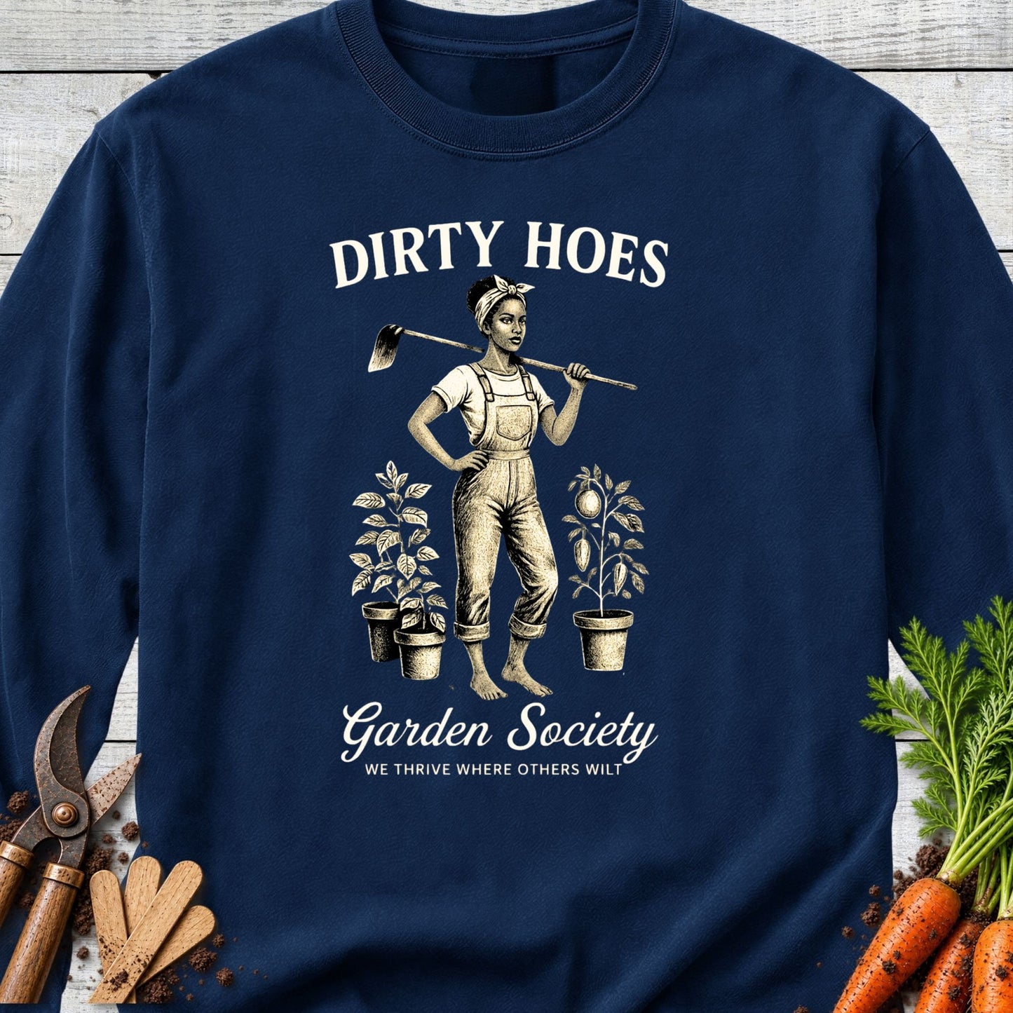 Printify Long Sleeve True Navy / S Dirty Hoes Melanin Edition Long Sleeve