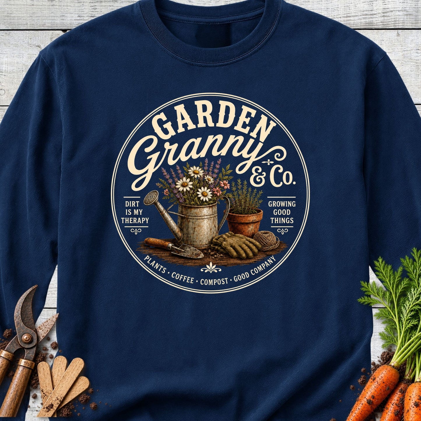 Printify Long Sleeve True Navy / S Garden Granny Long Sleeve
