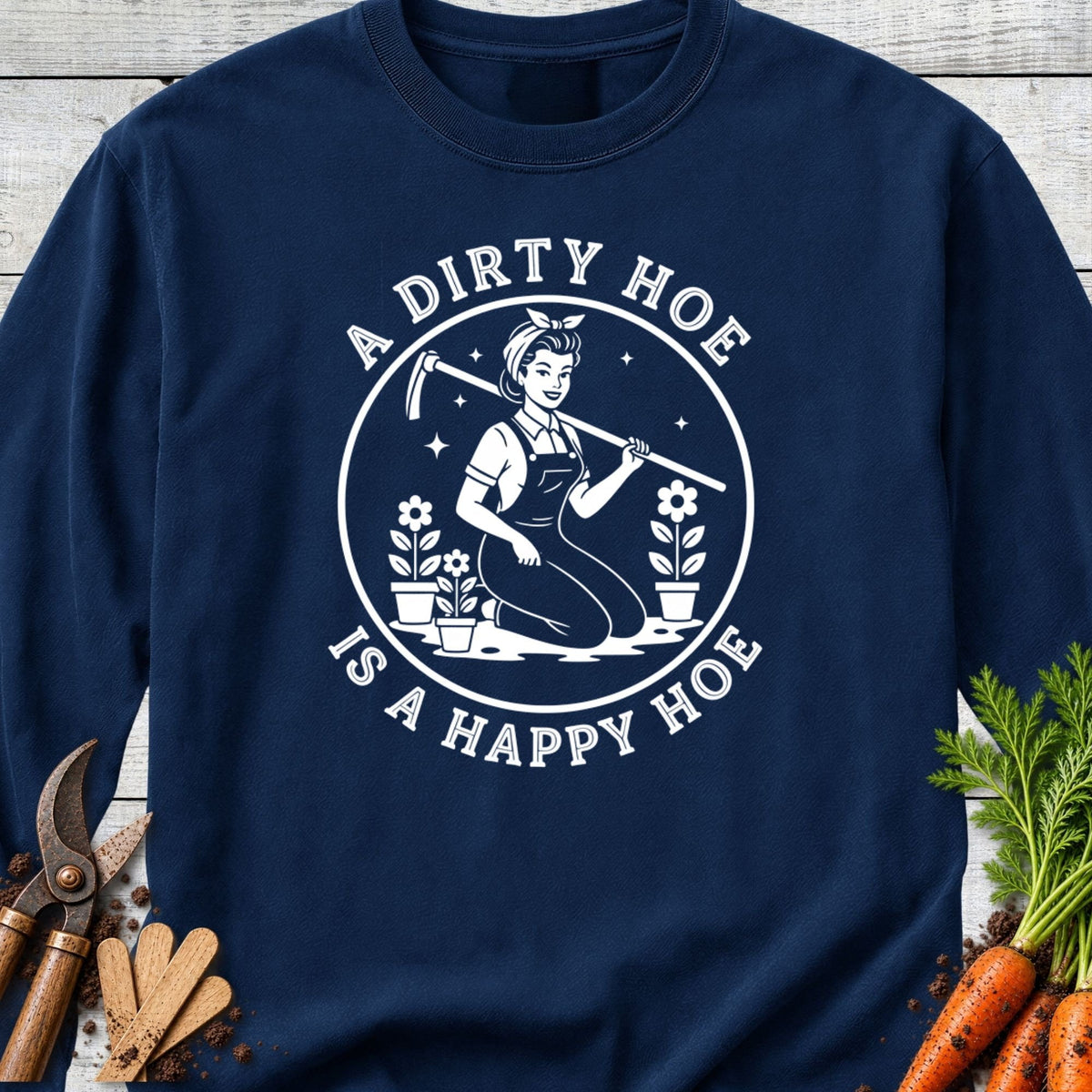Printify Long Sleeve True Navy / S Happy Hoe Long Sleeve