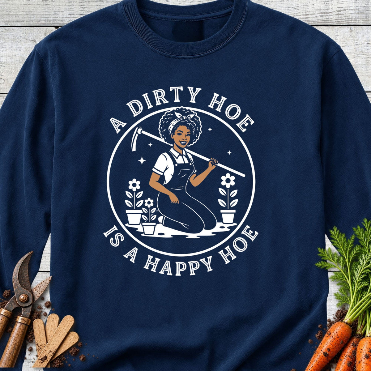 Printify Long Sleeve True Navy / S Happy Hoe Melanin Edition Long Sleeve