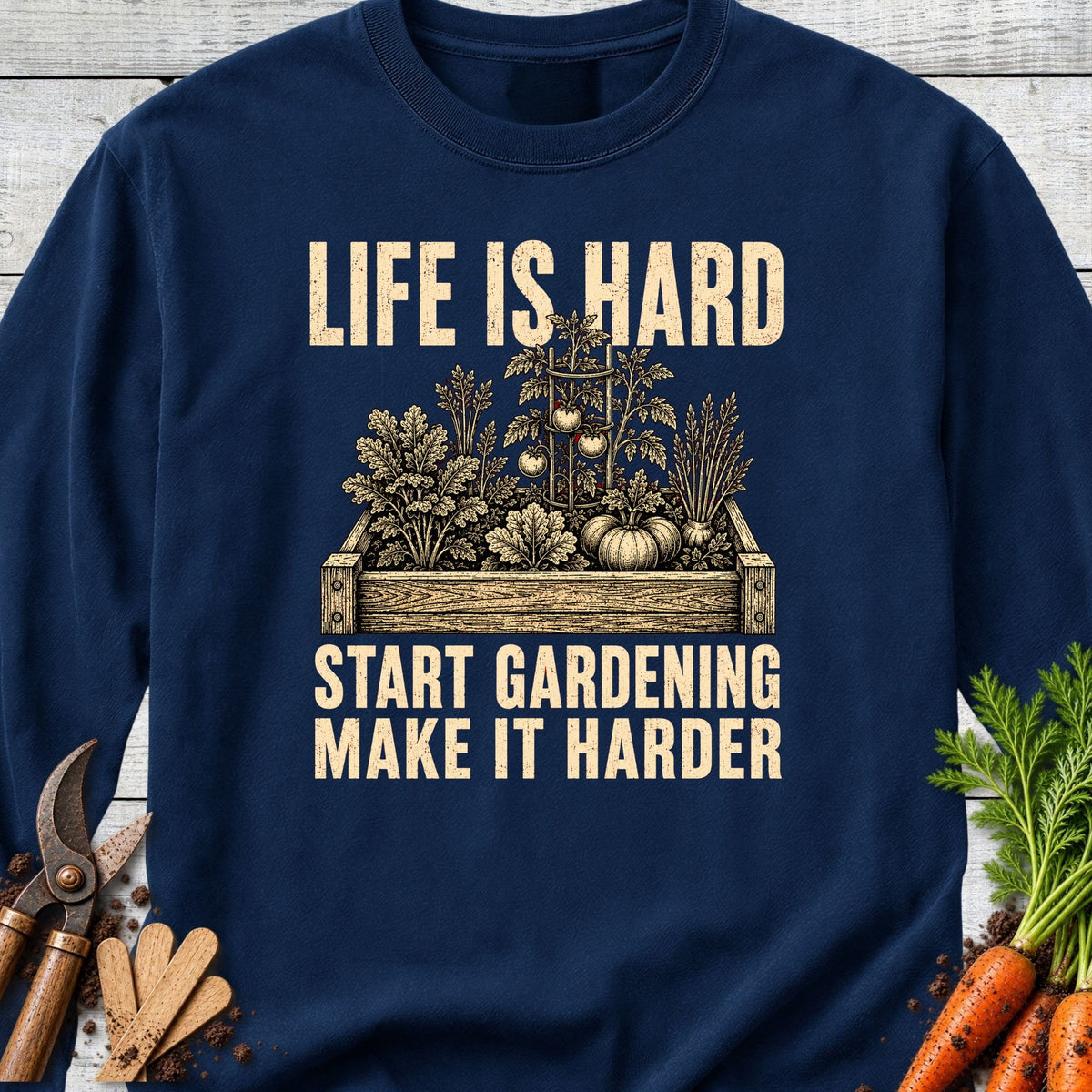 Printify Long Sleeve True Navy / S Life is Hard Long Sleeve