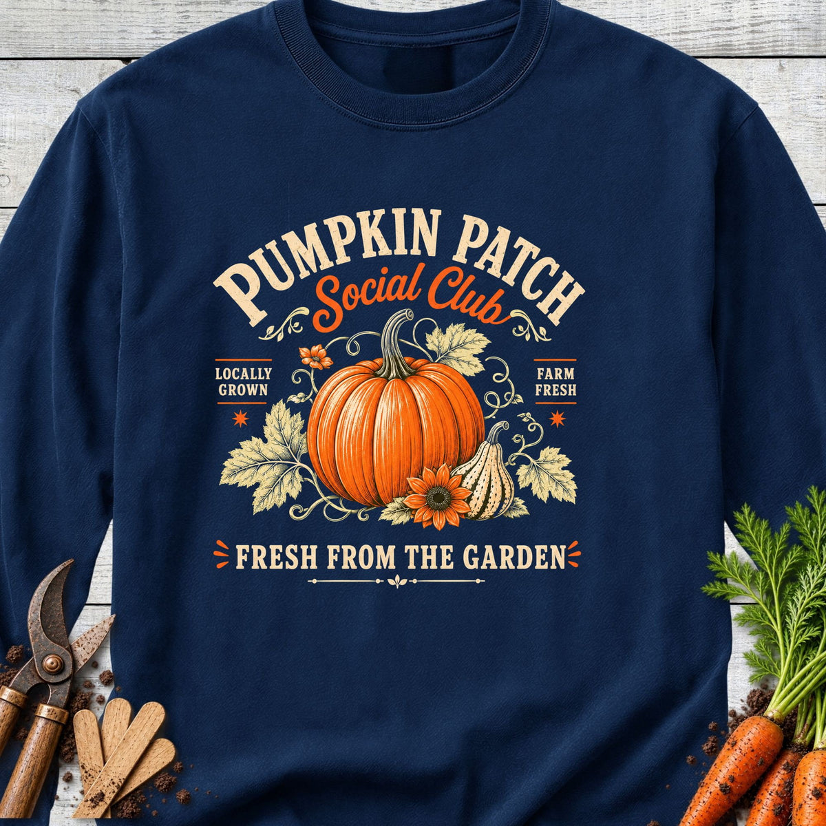Printify Long Sleeve True Navy / S Pumpkin Patch Long Sleeve