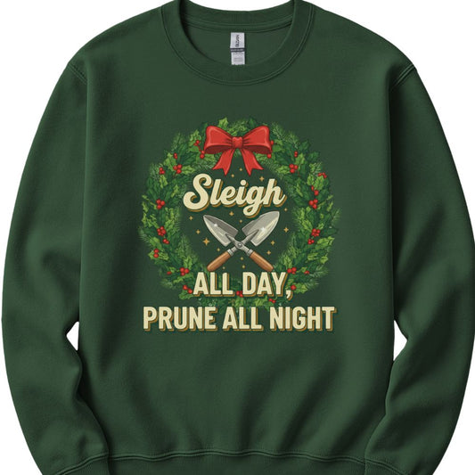 Printify Sweatshirt Forest Green / S Sleigh All Day Sweatshirt