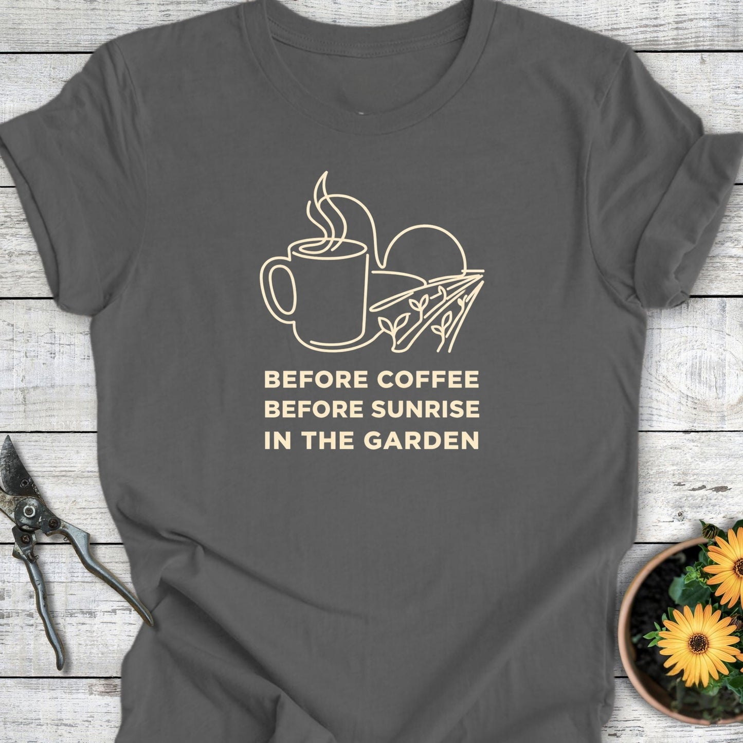 Printify T-Shirt Asphalt / S Before Coffee T-Shirt