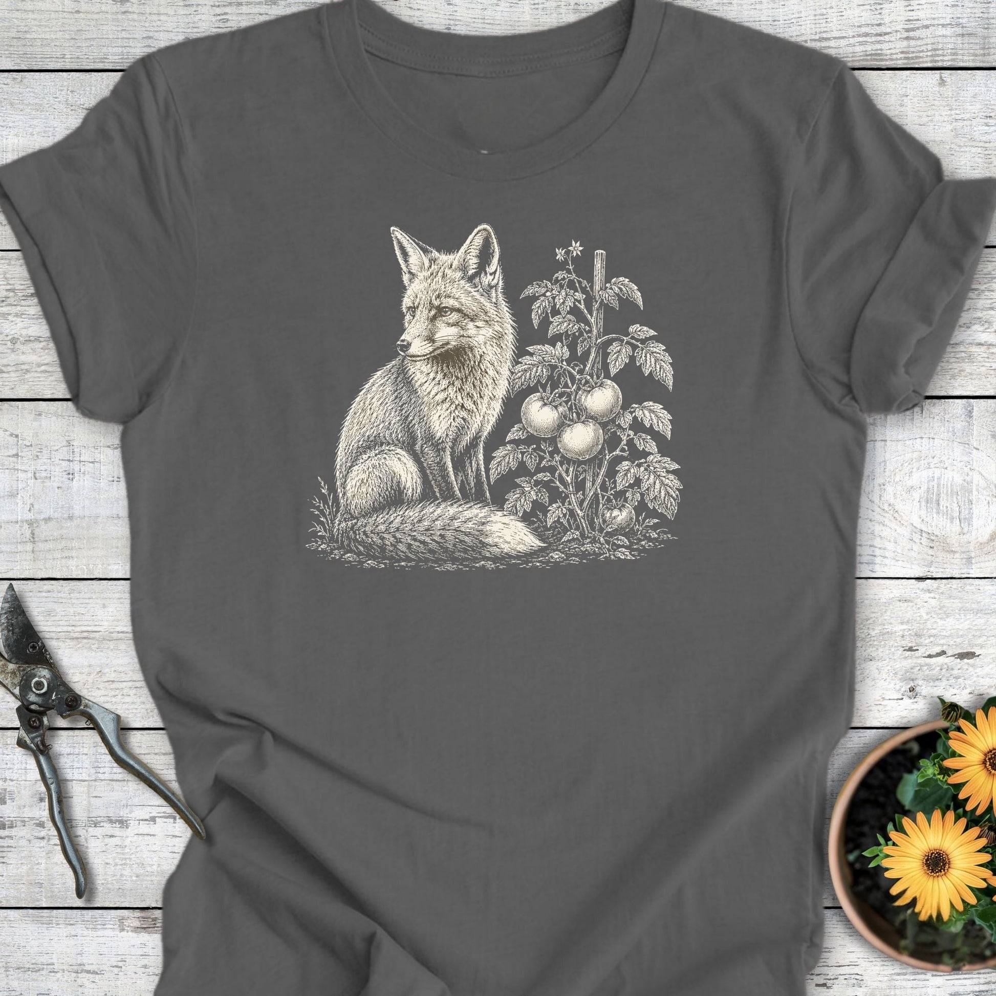 Printify T-Shirt Asphalt / S Fox in the Garden T-Shirt
