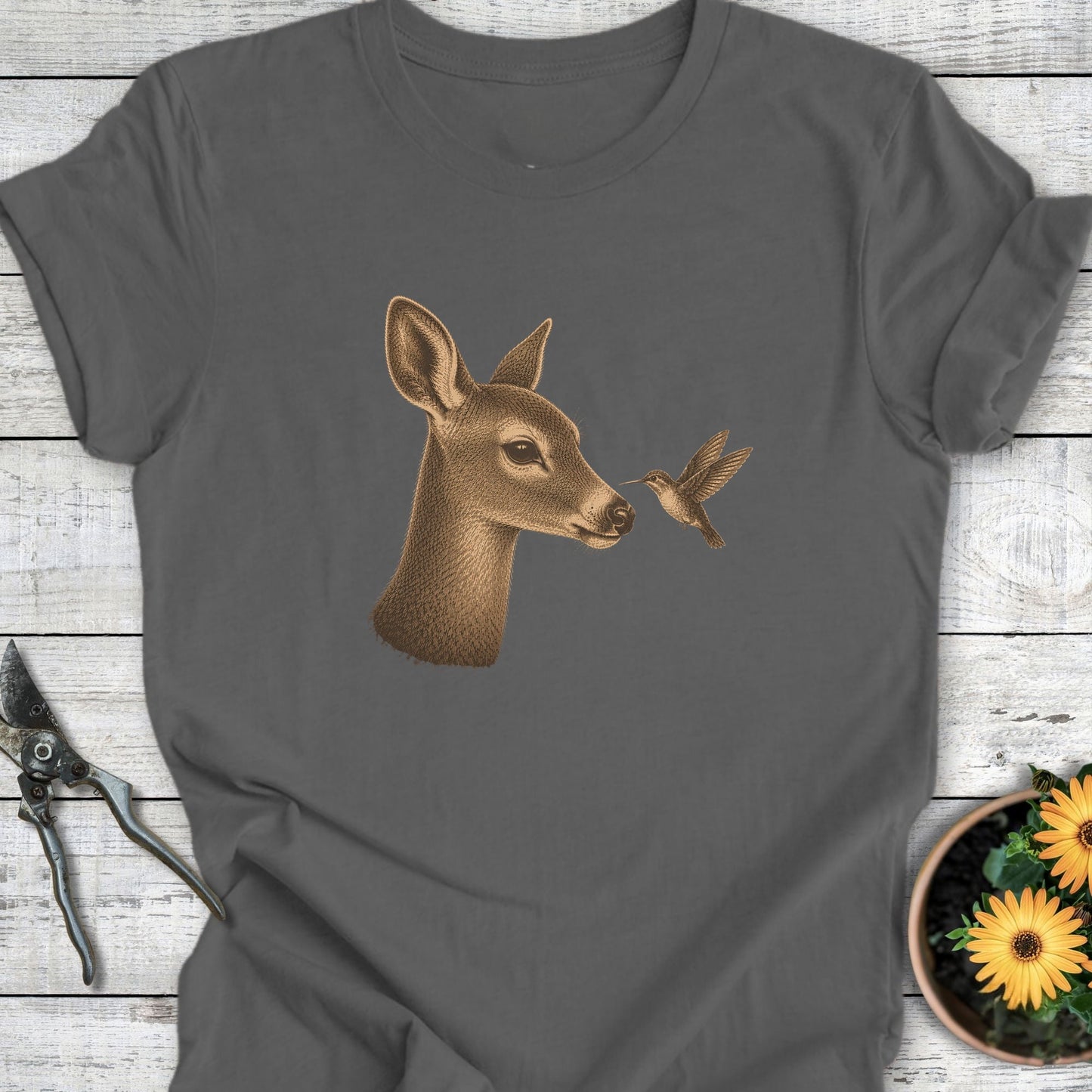 Printify T-Shirt Asphalt / S Hummingbird Encounter T-Shirt