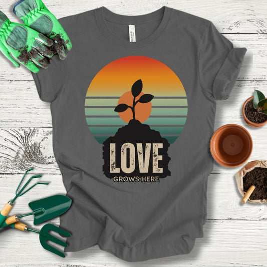 Printify T-Shirt Asphalt / S Love Grows Here