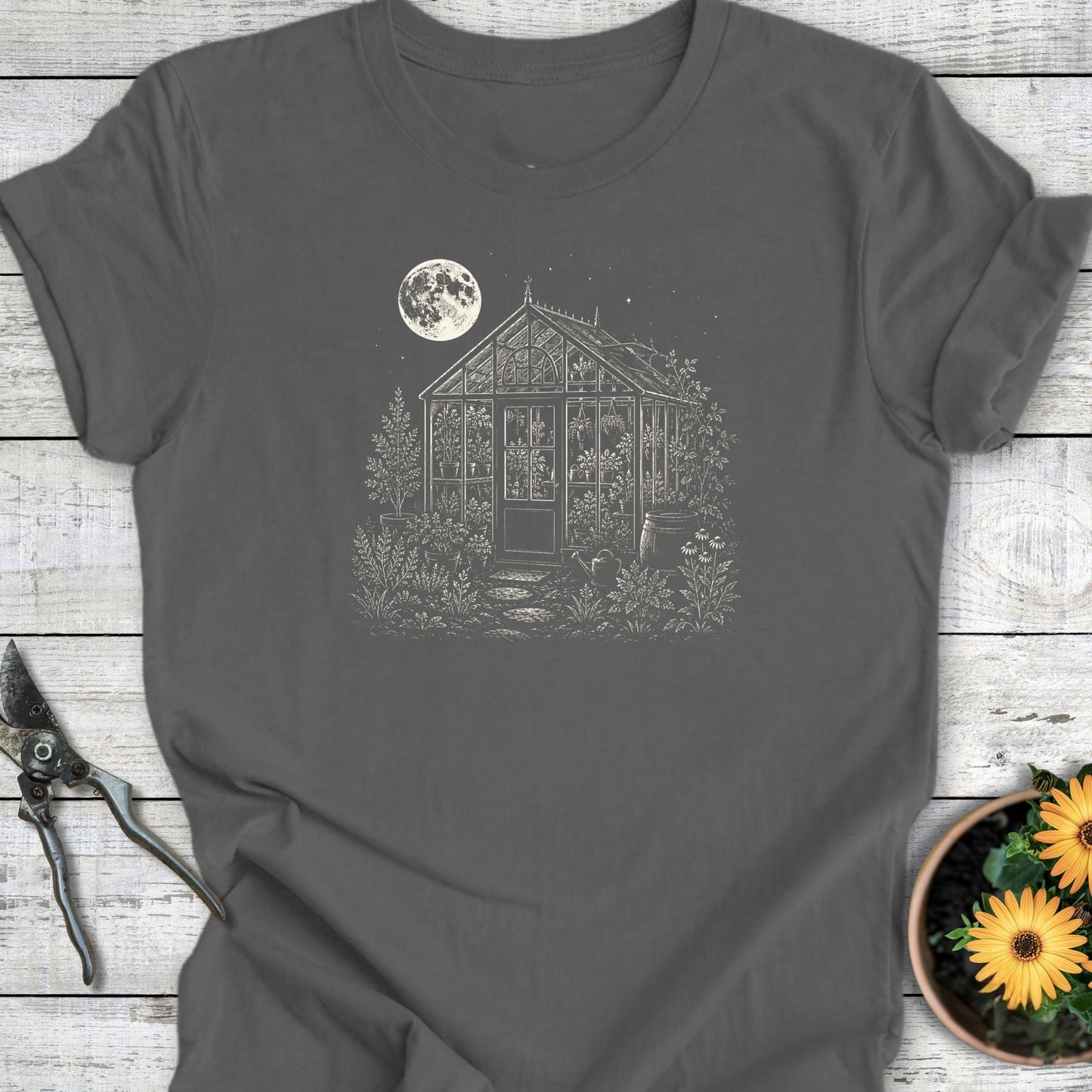 Printify T-Shirt Asphalt / S Moonlit Greenhouse T-Shirt