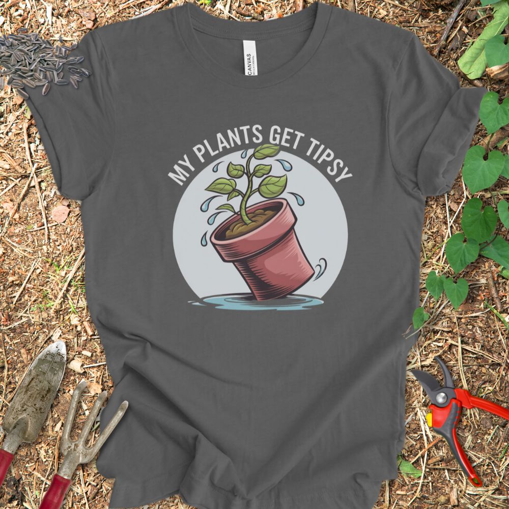 Printify T-Shirt Asphalt / S My Plants Get Tipsy