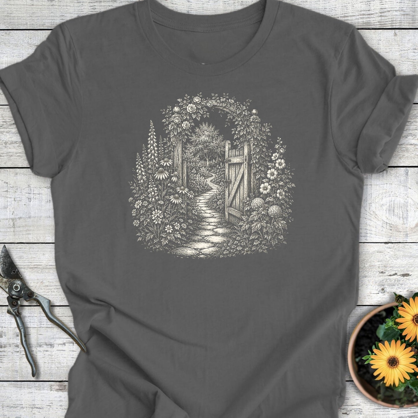Printify T-Shirt Asphalt / S The Garden Gate T-Shirt