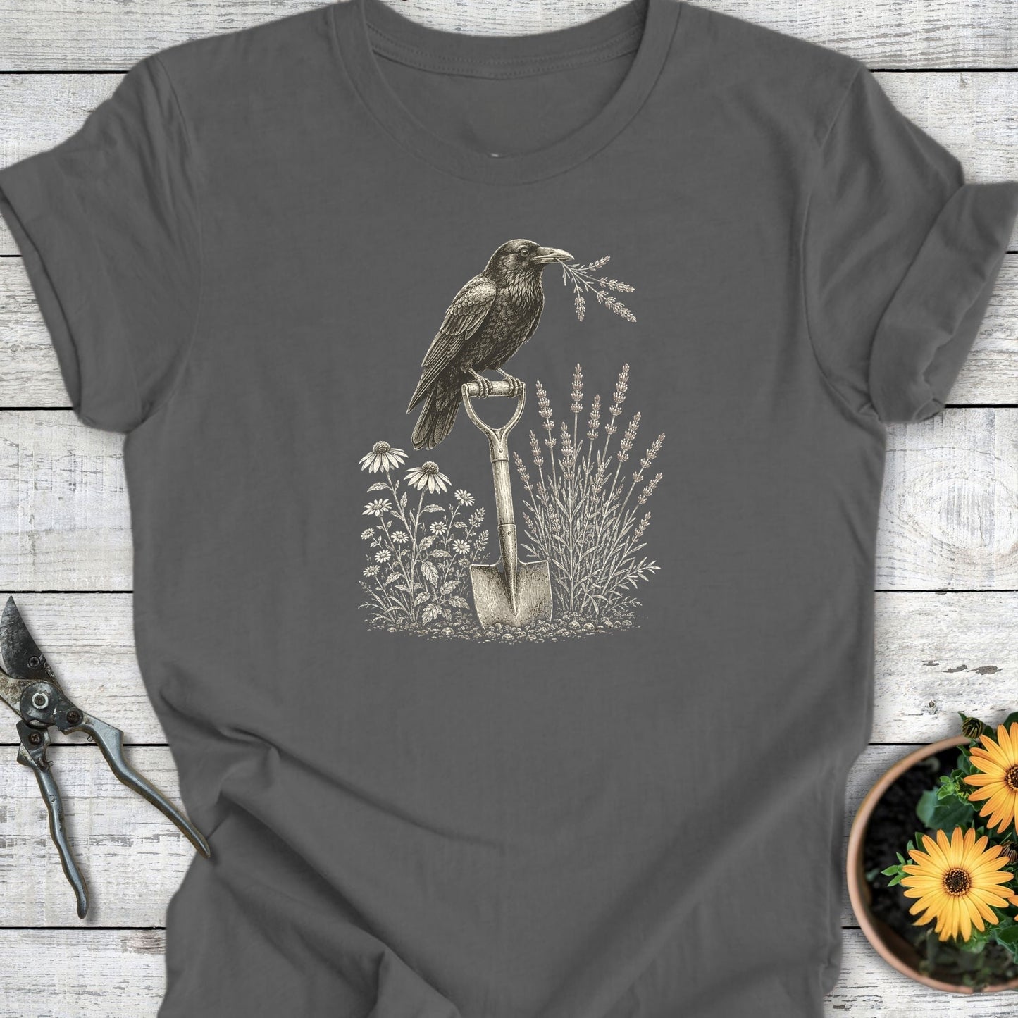 Printify T-Shirt Asphalt / S The Watchful Crow T-Shirt