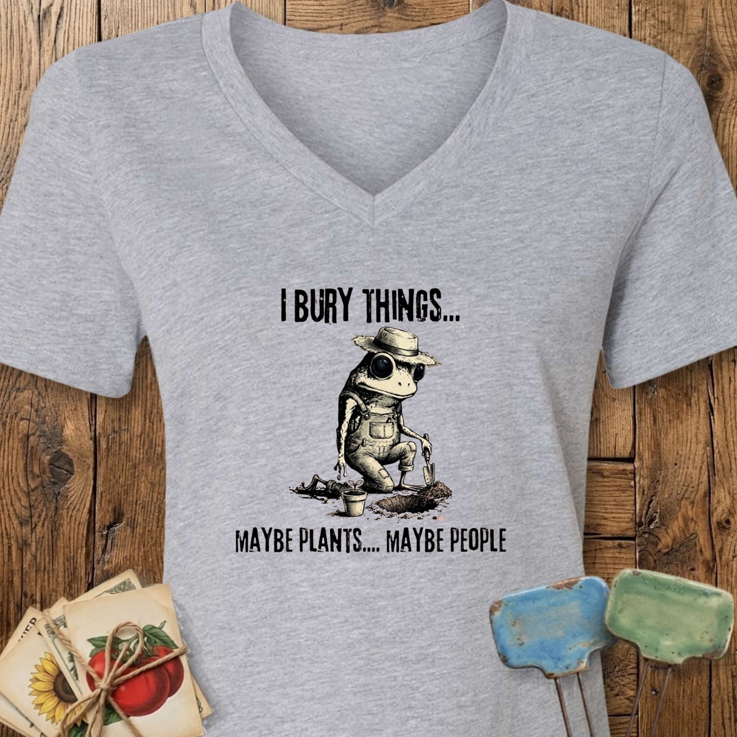 Printify T-Shirt Athletic Heather / S I Bury Things V-Neck