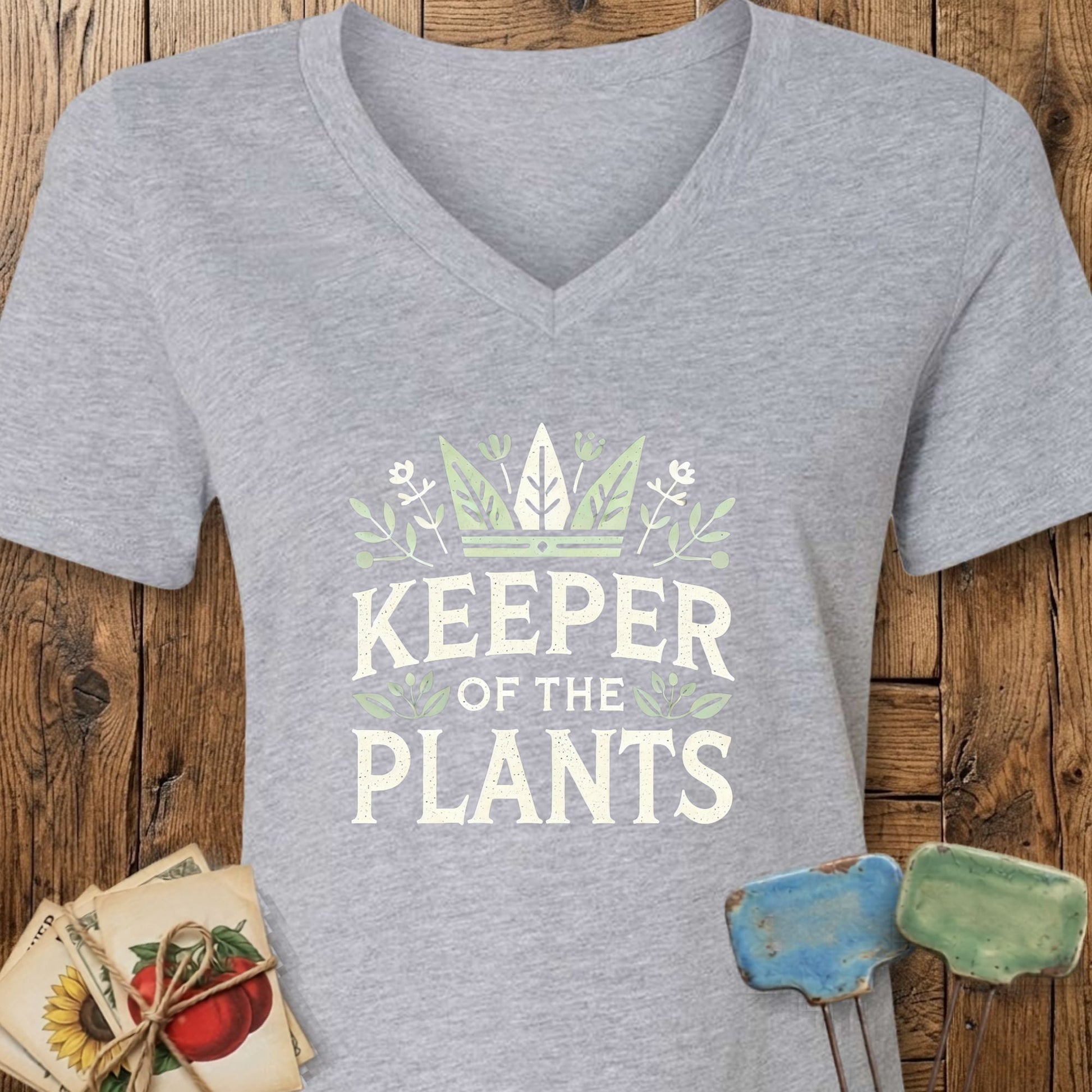 Printify T-Shirt Athletic Heather / S Keeper of the Plants V-Neck