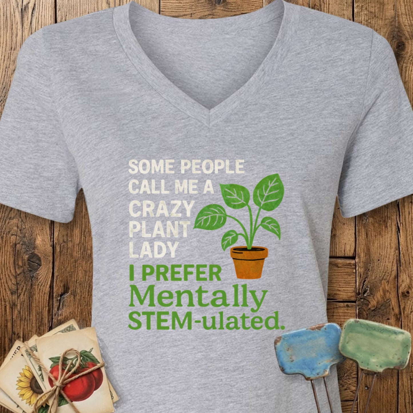 Printify T-Shirt Athletic Heather / S Mentally STEM-ulated V-Neck