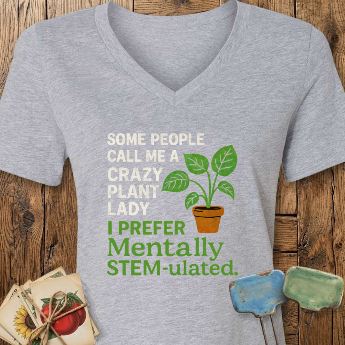 Printify T-Shirt Athletic Heather / S Mentally STEM-ulated V-Neck