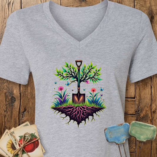 Printify T-Shirt Athletic Heather / S Roots of Growth V-Neck
