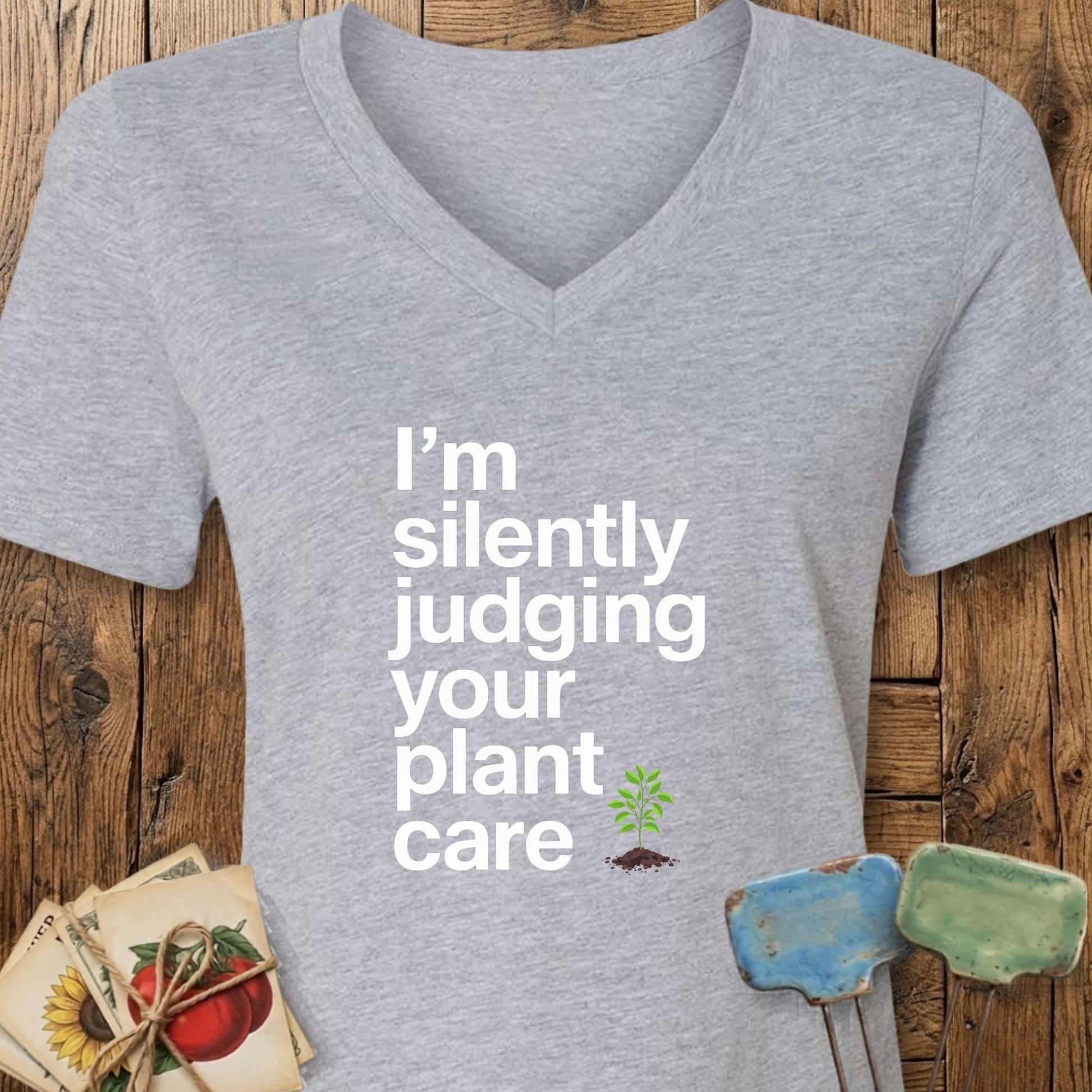Printify T-Shirt Athletic Heather / S Silently Judging V-Neck