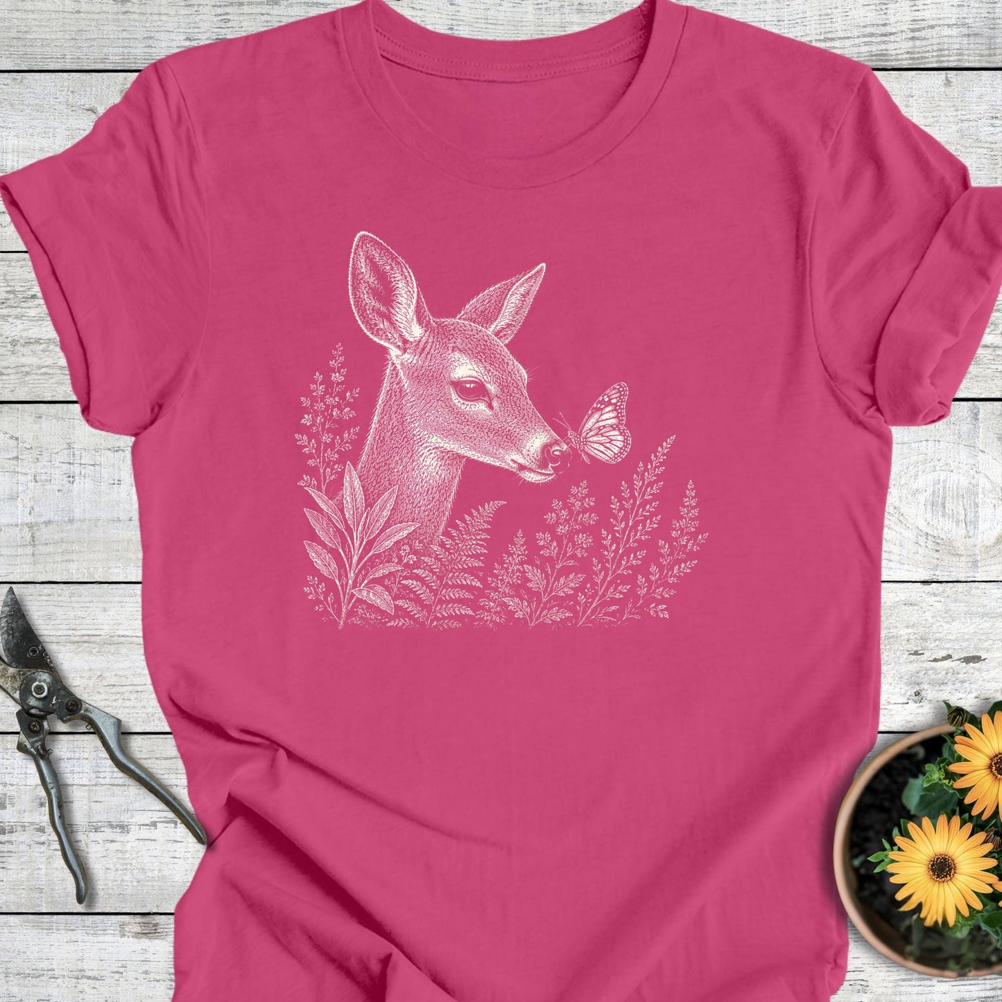 Printify T-Shirt Berry / S Butterfly Visitor T-Shirt