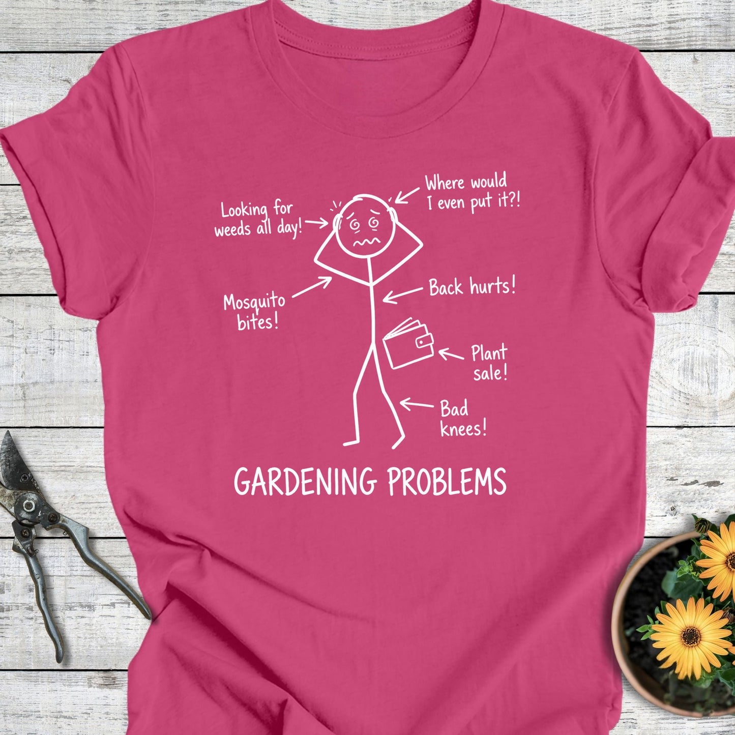 Printify T-Shirt Berry / S Gardening Problems T-Shirt