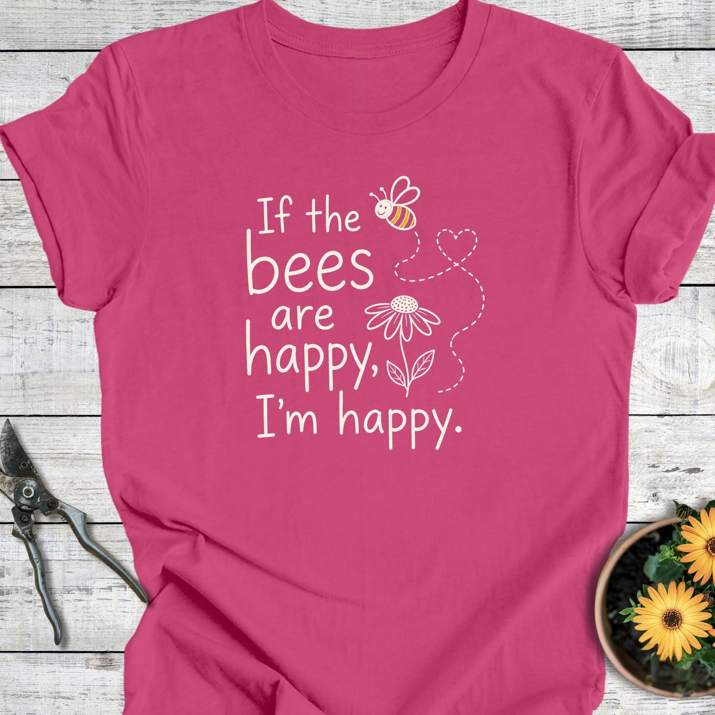 Printify T-Shirt Berry / S Happy Bees T-Shirt